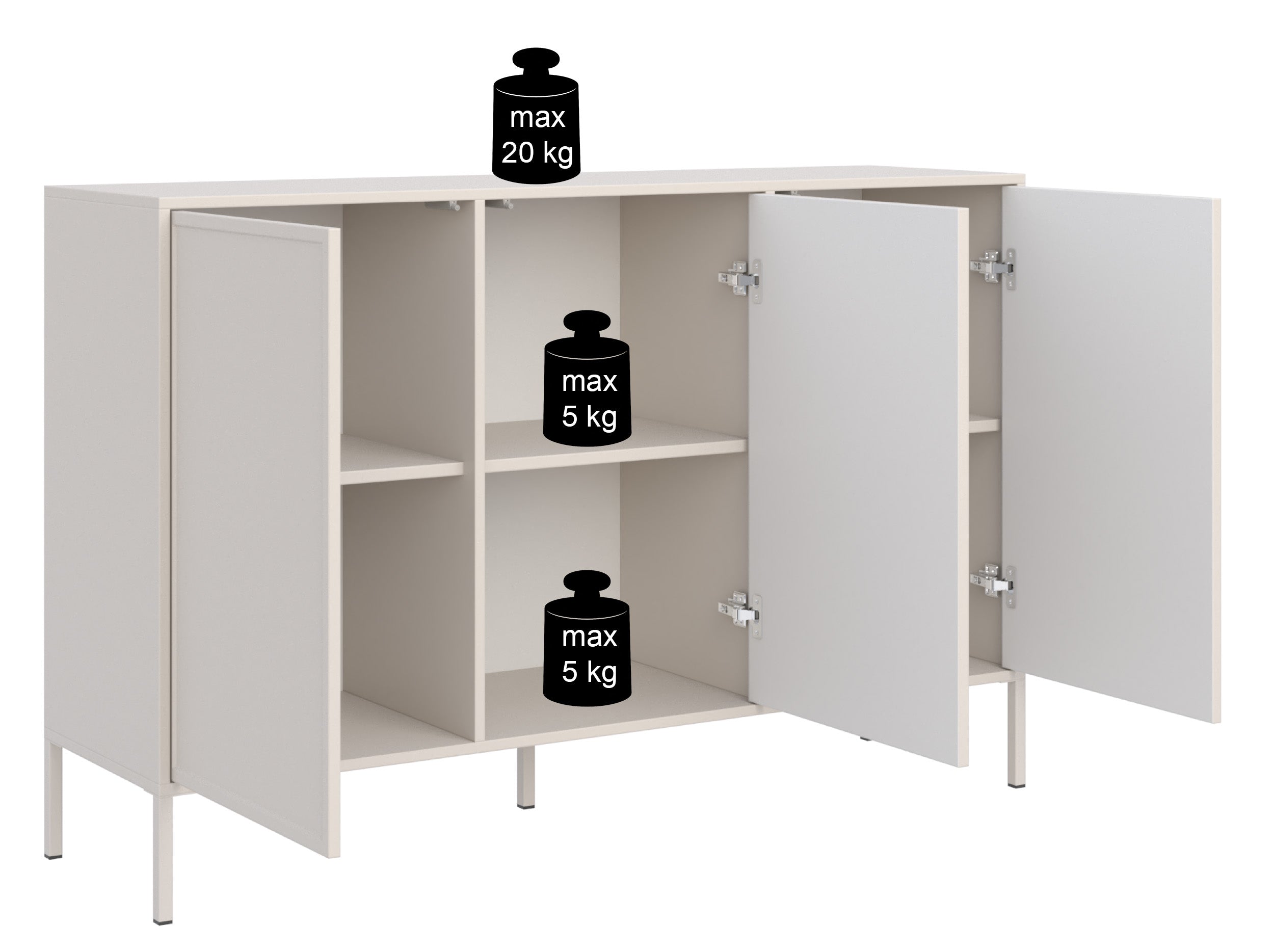 Drehtür-Kommode Velveto 150 cm Weiß