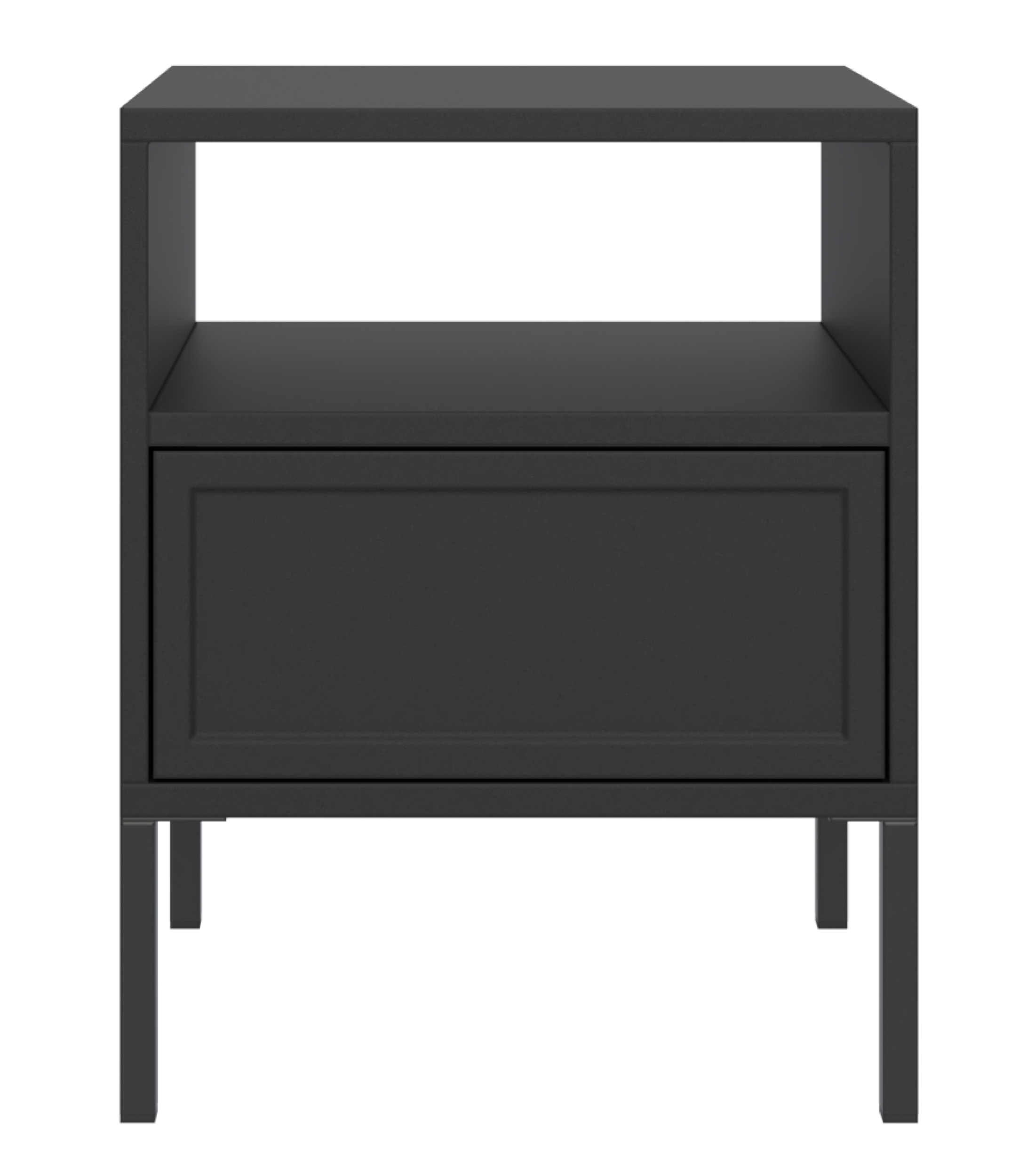 Nachttisch Velveto mit Schublade und Fach, 45 cm, schwarz