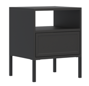Nachttisch Velveto mit Schublade und Fach, 45 cm, schwarz