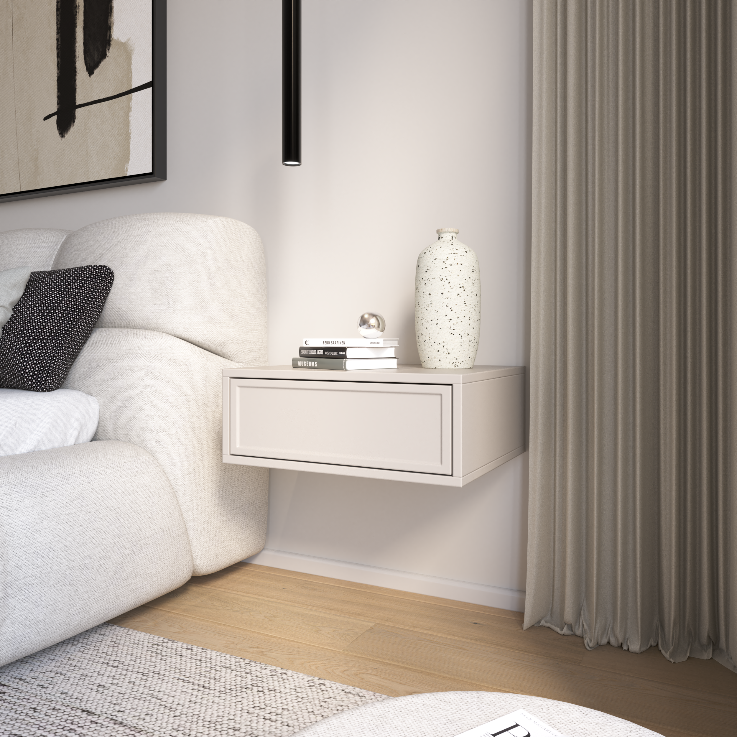 Hängender Nachttisch Velveto mit Schublade 50 cm Kaschmir