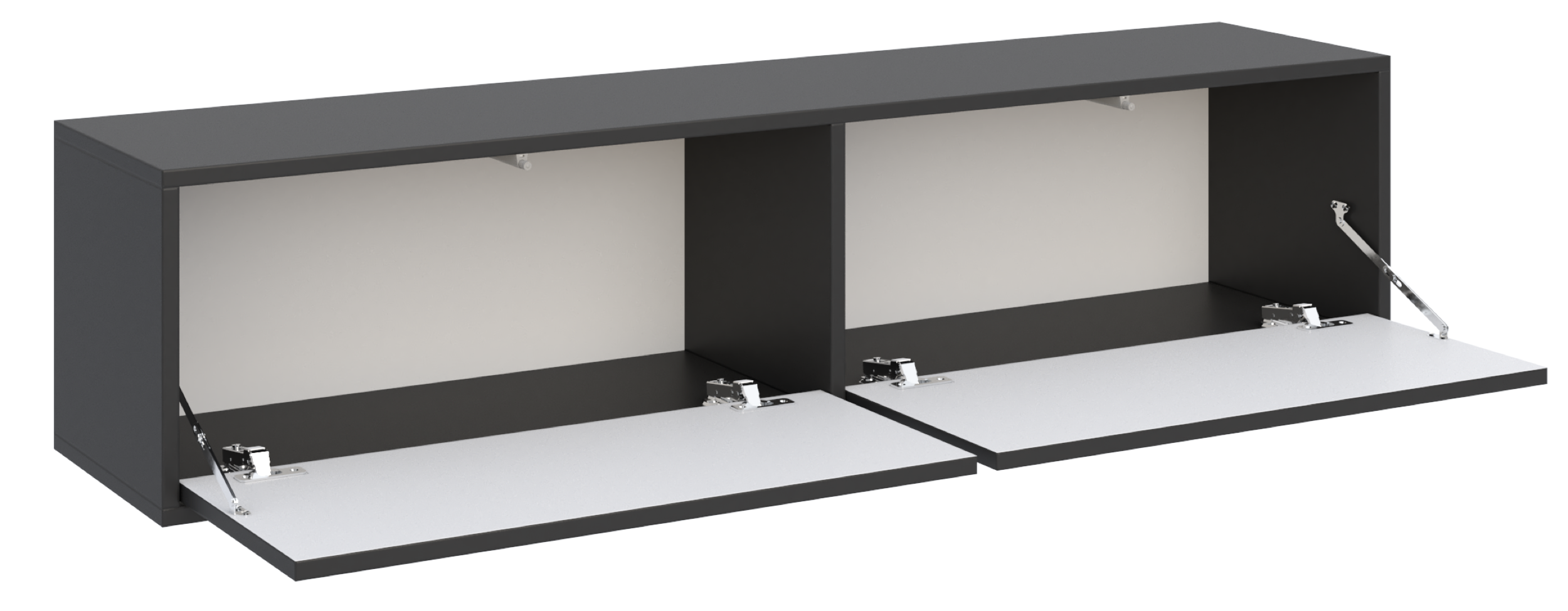 Hängender TV-Schrank Velveto mit zwei Klappen, 140 cm, schwarz