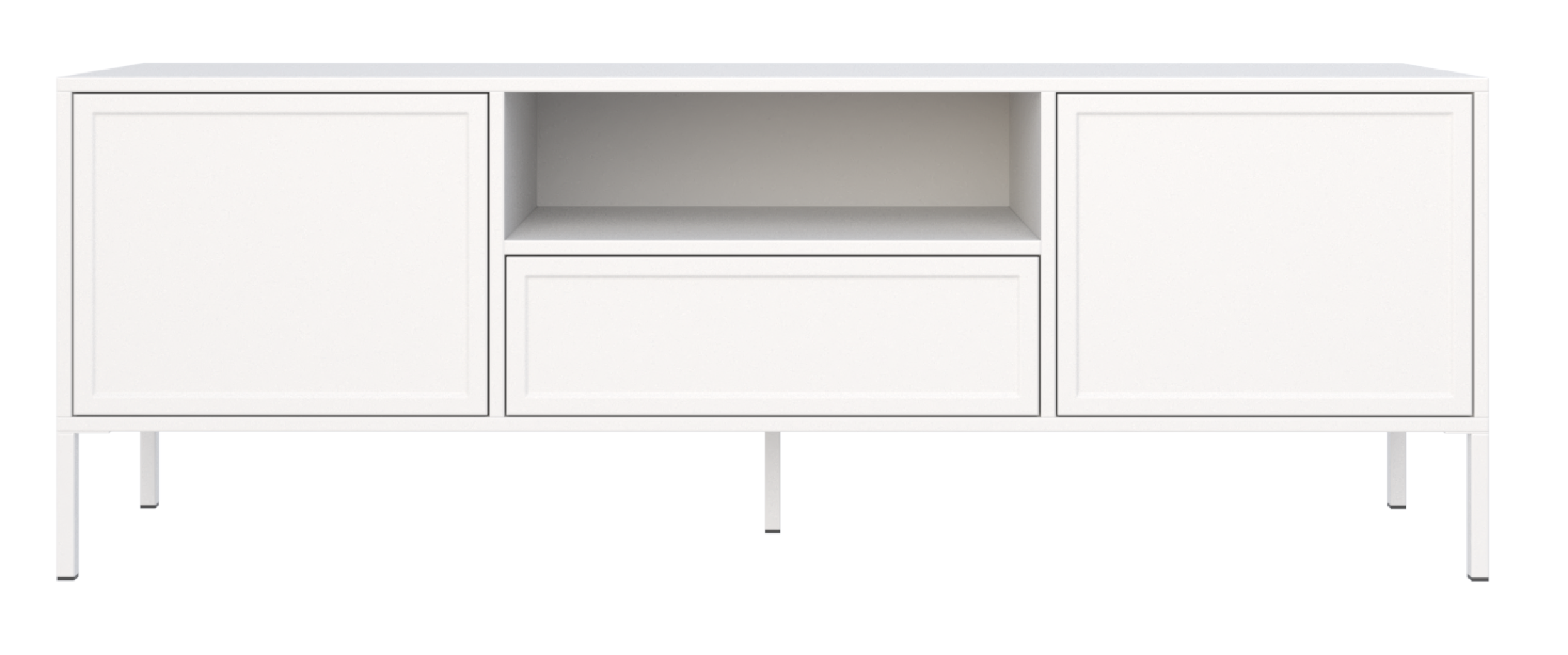 TV-Schrank Velveto, zweiflügelig mit Schublade und Nische, 160 cm, weiß
