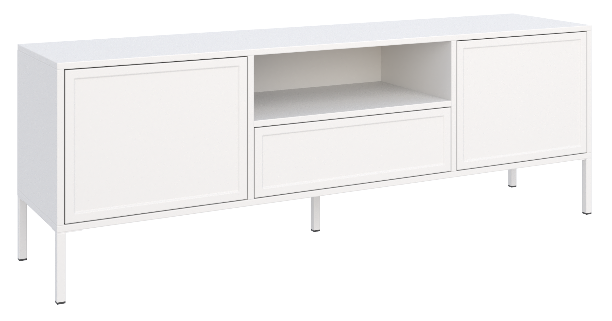 TV-Schrank Velveto, zweiflügelig mit Schublade und Nische, 160 cm, weiß
