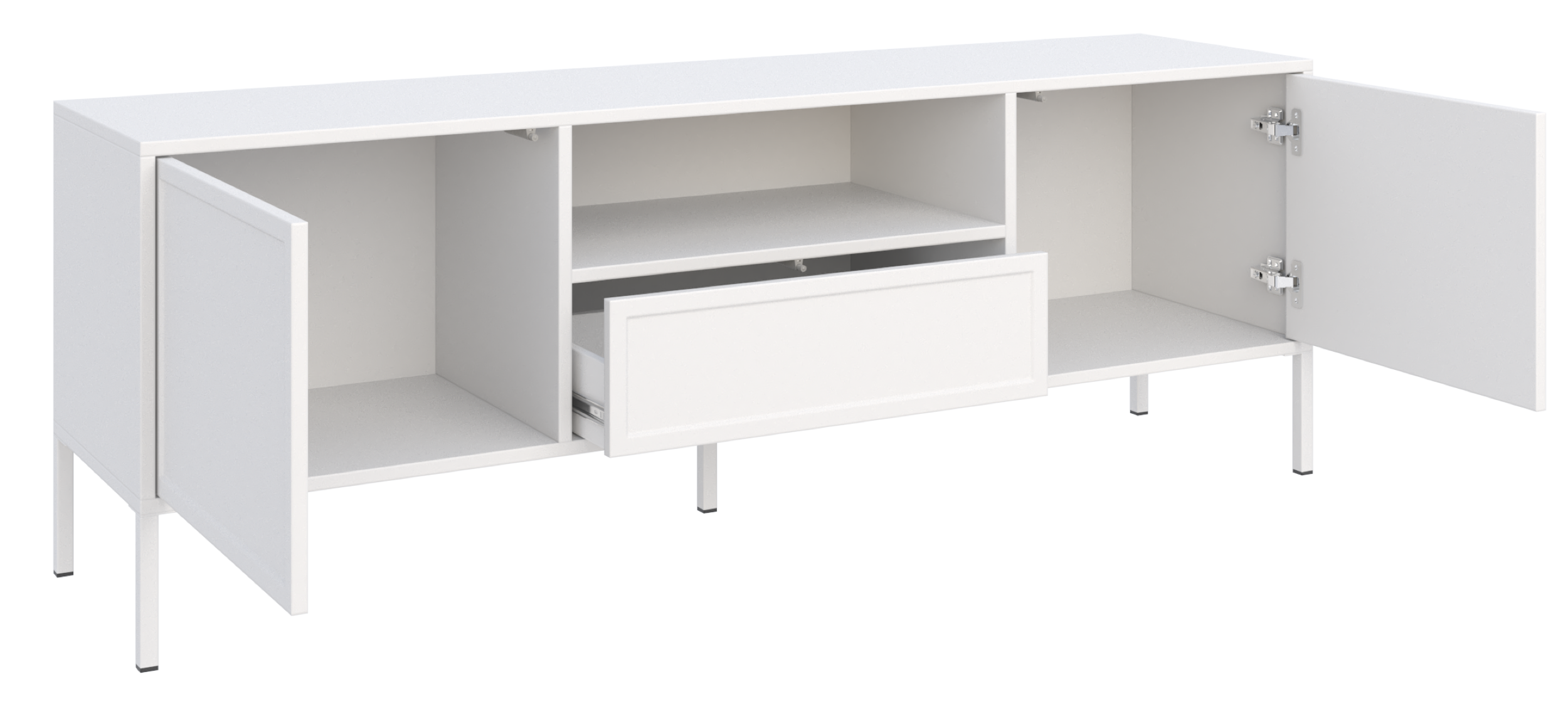 TV-Schrank Velveto, zweiflügelig mit Schublade und Nische, 160 cm, weiß