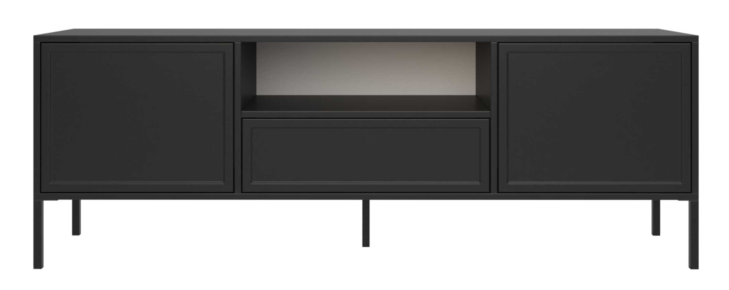 TV-Schrank Velveto, zweitürig mit Schublade und Nische, 160 cm, schwarz
