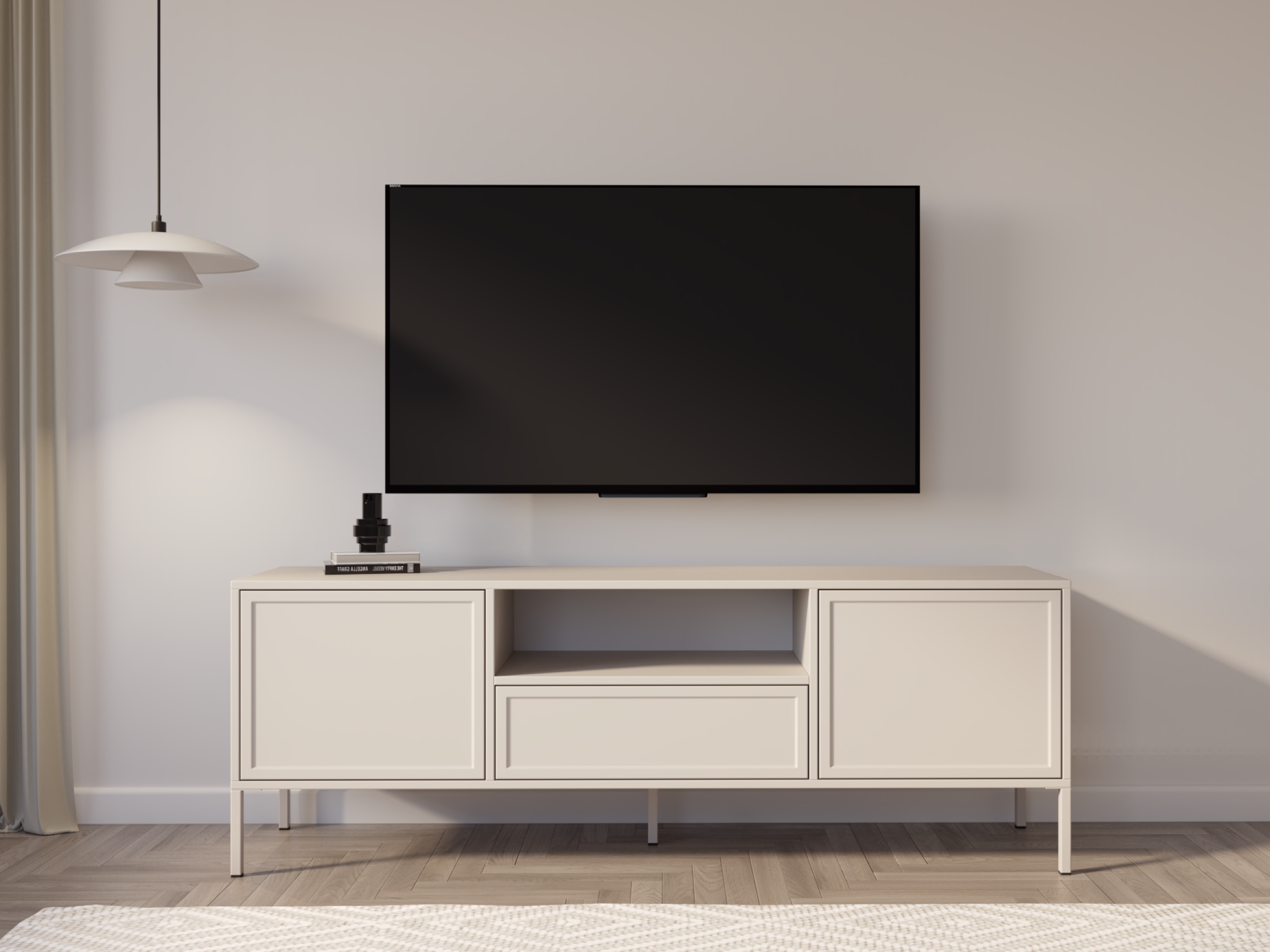 Velveto TV-Schrank, zweiflügelig mit Schublade und Nische, 160 cm, Kaschmirfarben
