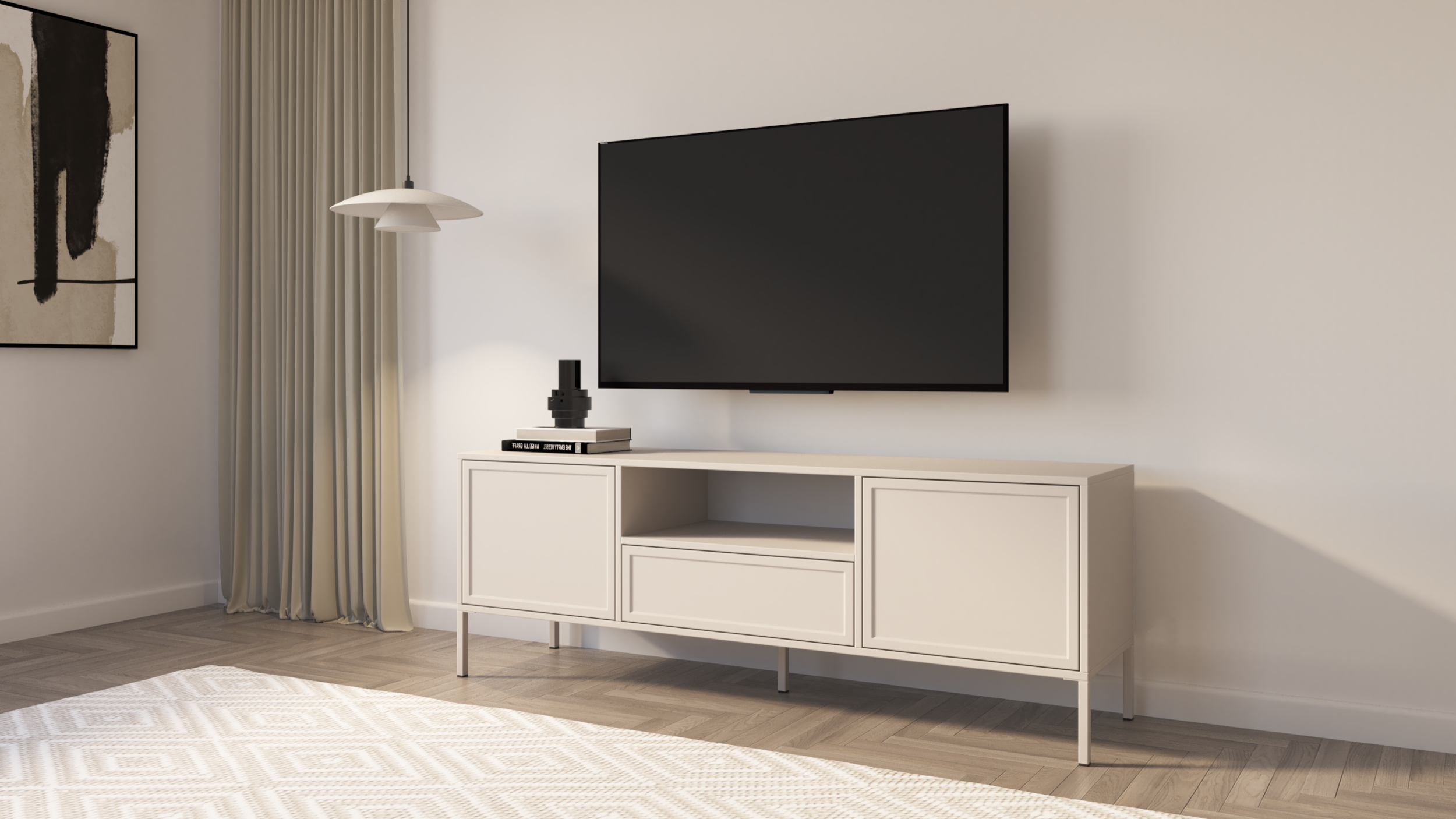Velveto TV-Schrank, zweiflügelig mit Schublade und Nische, 160 cm, Kaschmirfarben