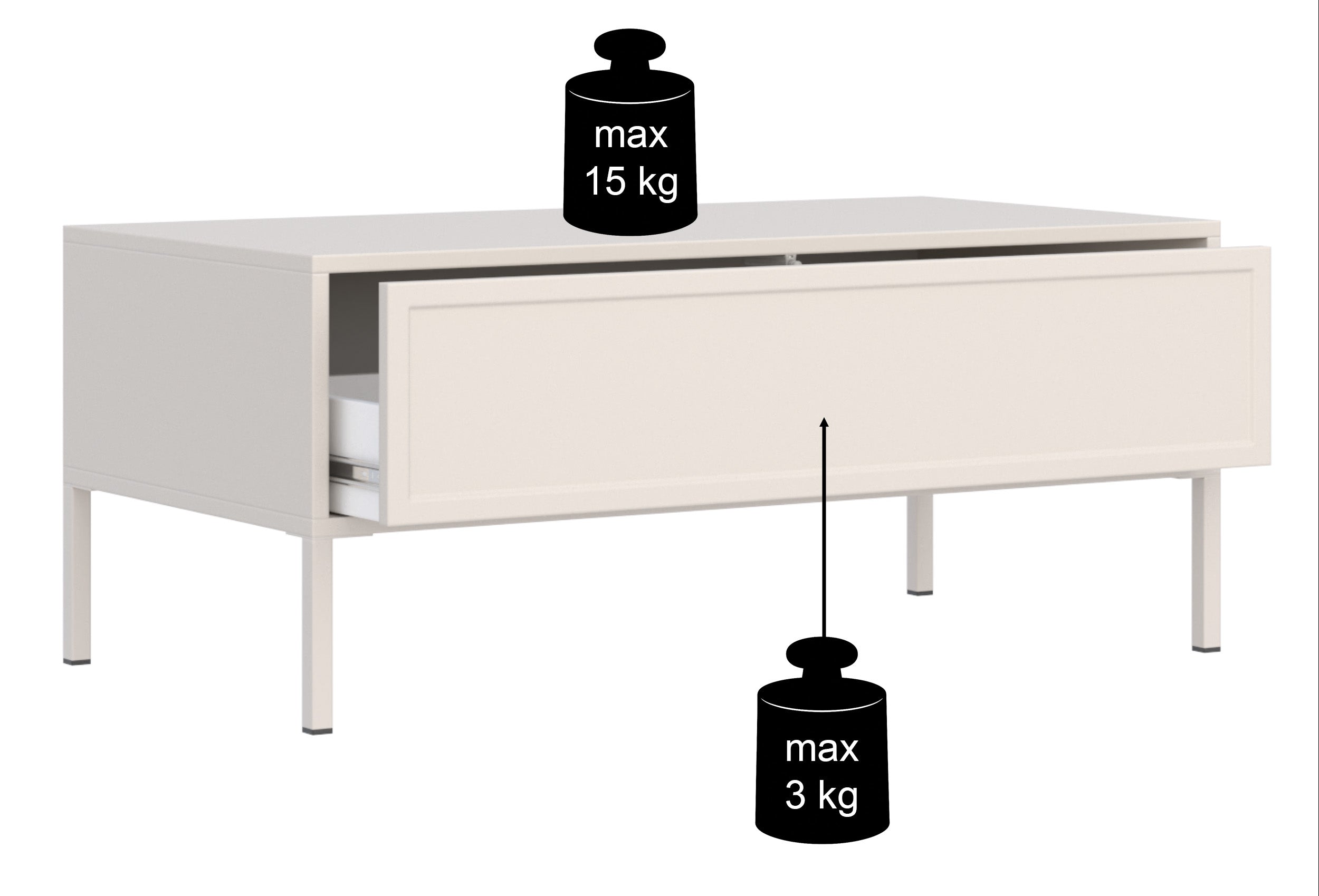 Velveto Couchtisch mit Schublade 100x50 cm Kaschmir