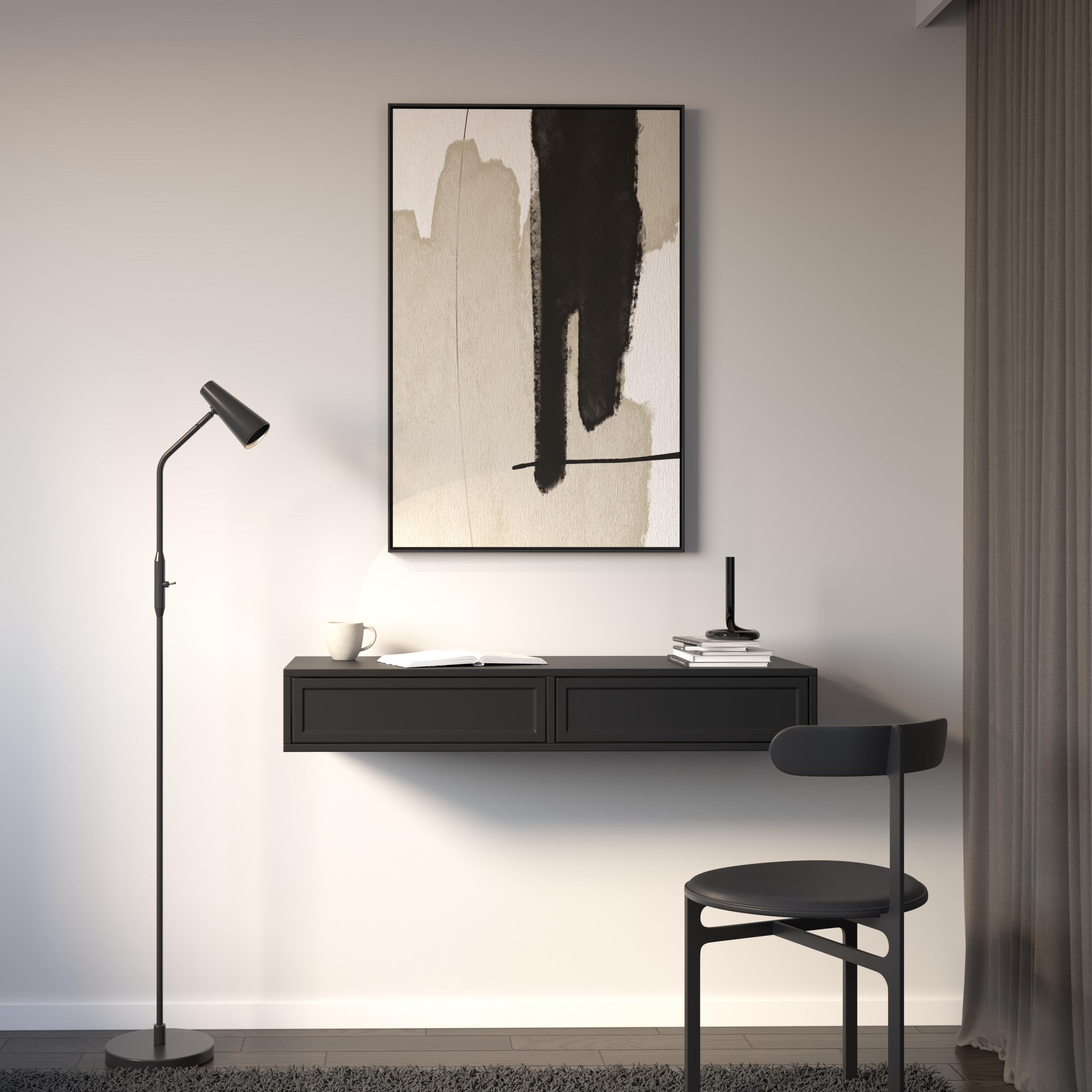 Toilettentisch Velveto mit zwei Schubladen 110 cm schwarz