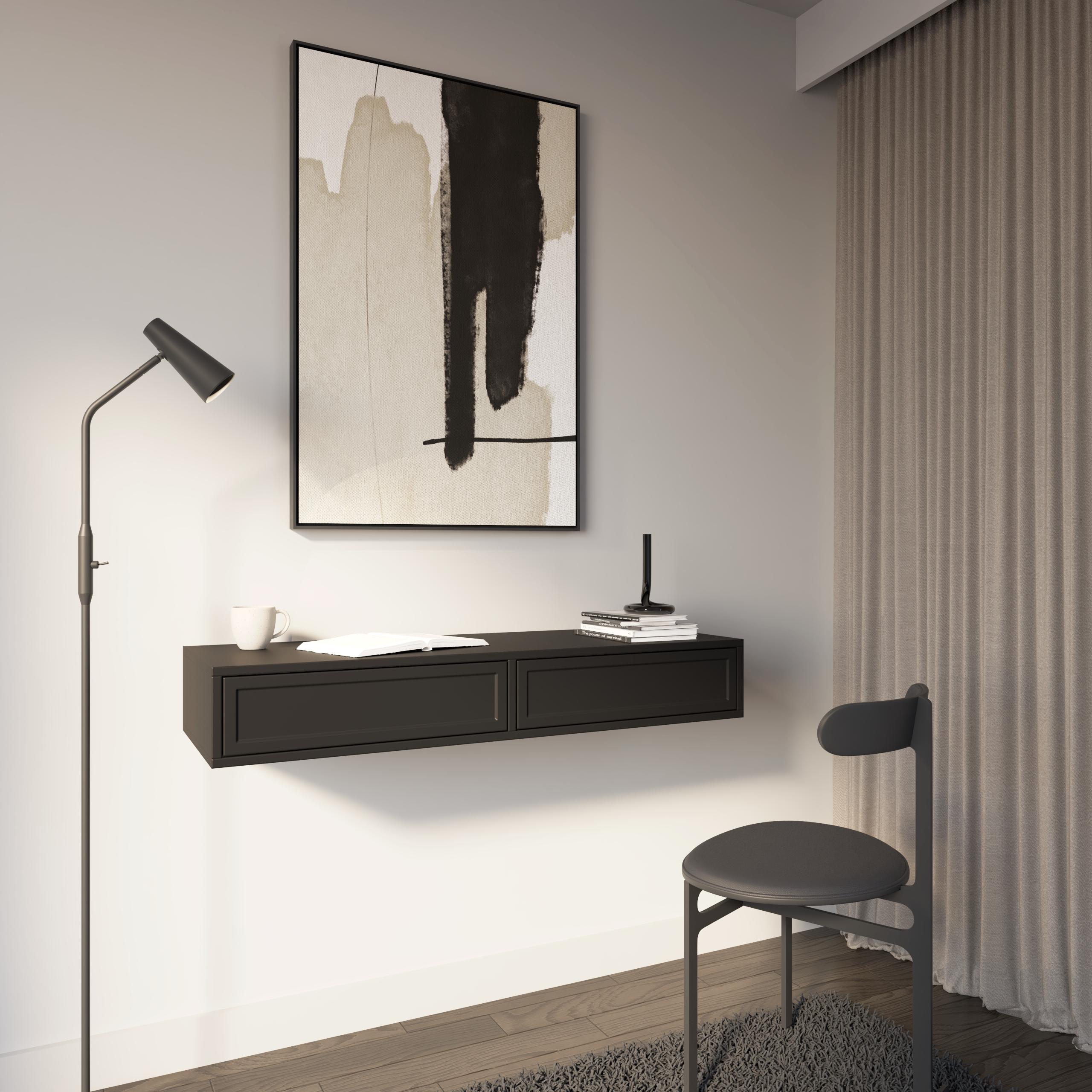 Toilettentisch Velveto mit zwei Schubladen 110 cm schwarz