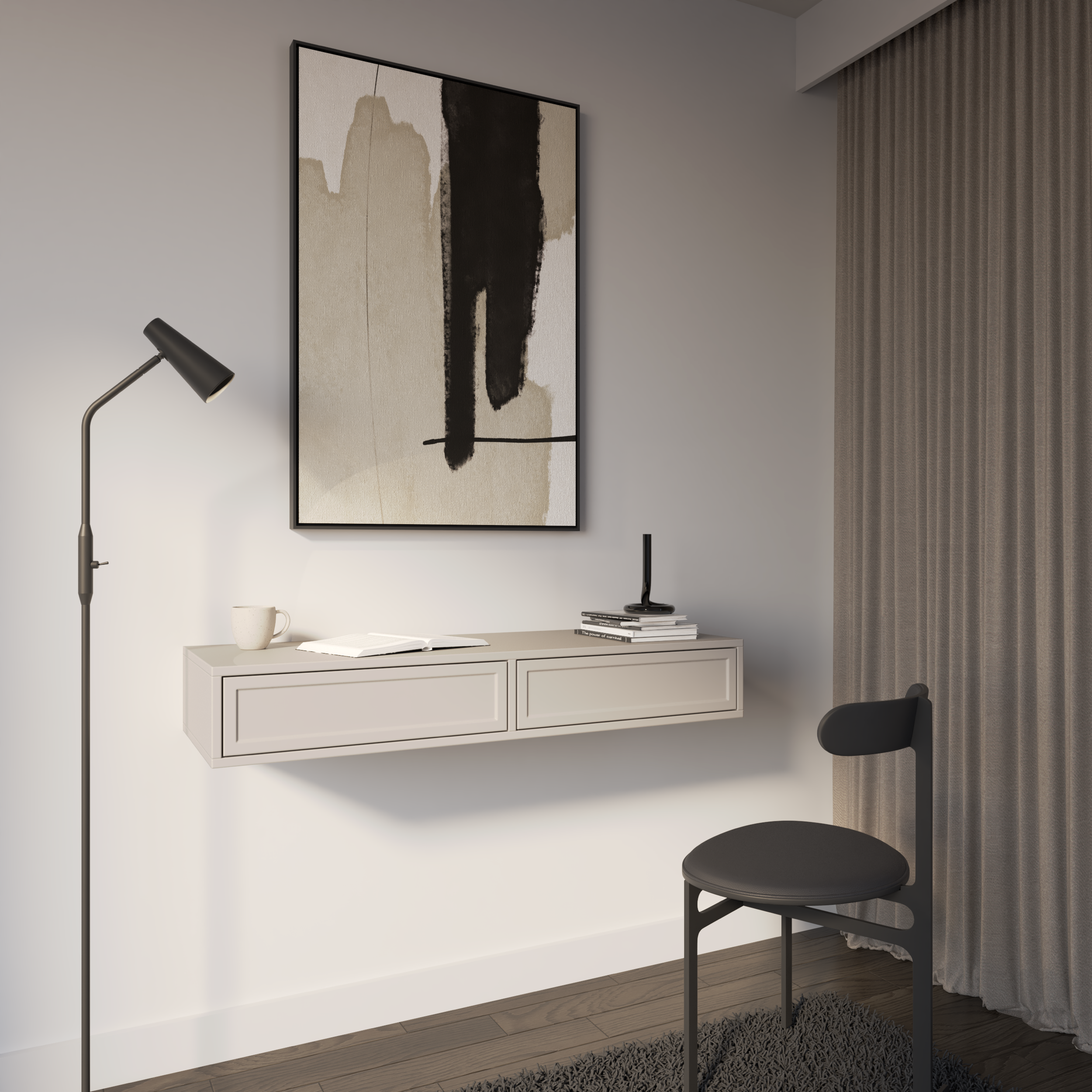 Velveto Schminktisch mit zwei Schubladen, 110 cm, Kaschmir