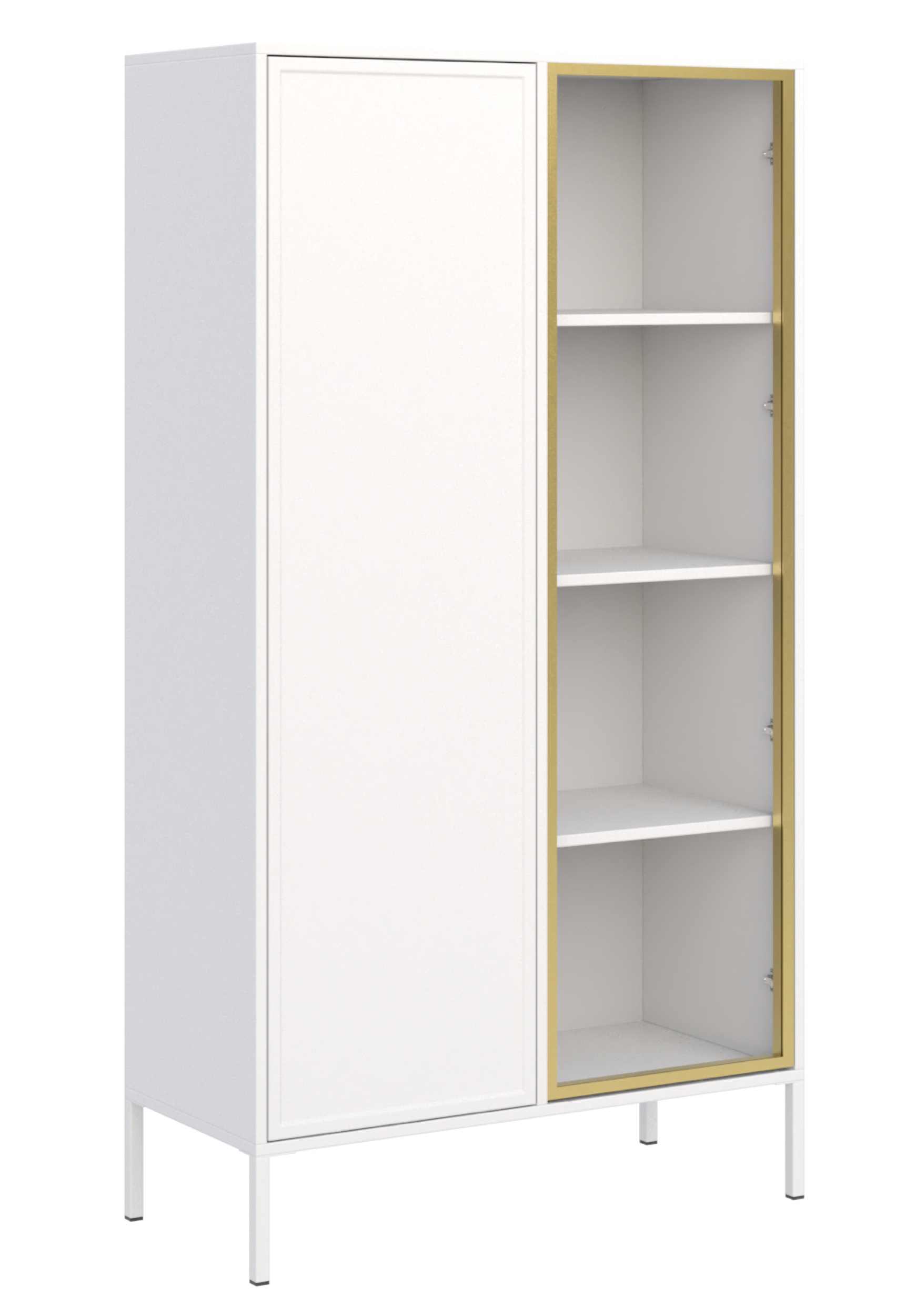 Zweiflügeliger Velveto-Schrank mit Glasfront, 90 cm, weiß