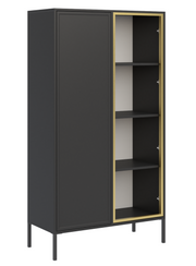 Zweiflügeliger Velveto-Schrank mit Glastür, 90 cm, schwarz
