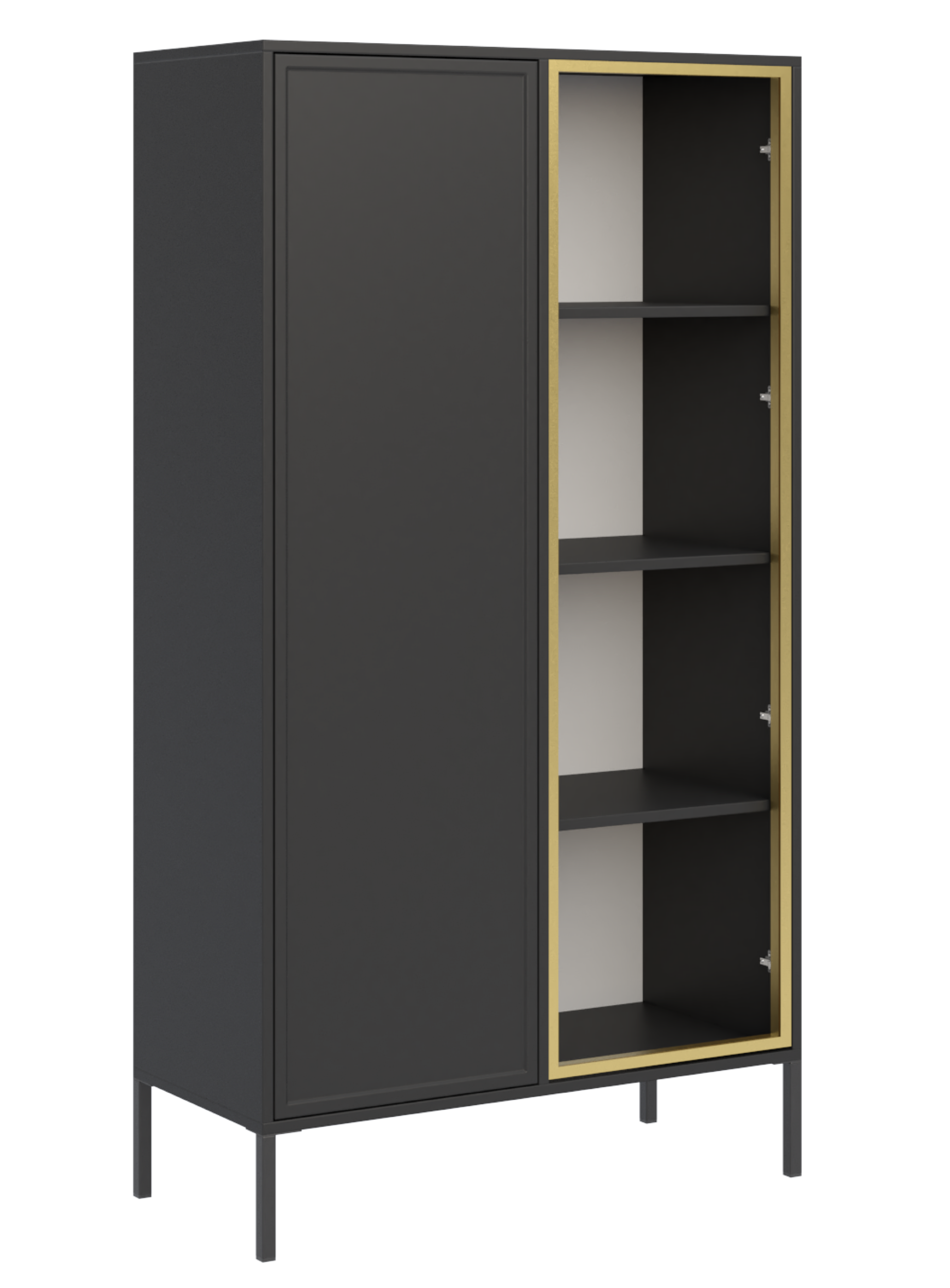 Zweiflügeliger Velveto-Schrank mit Glastür, 90 cm, schwarz