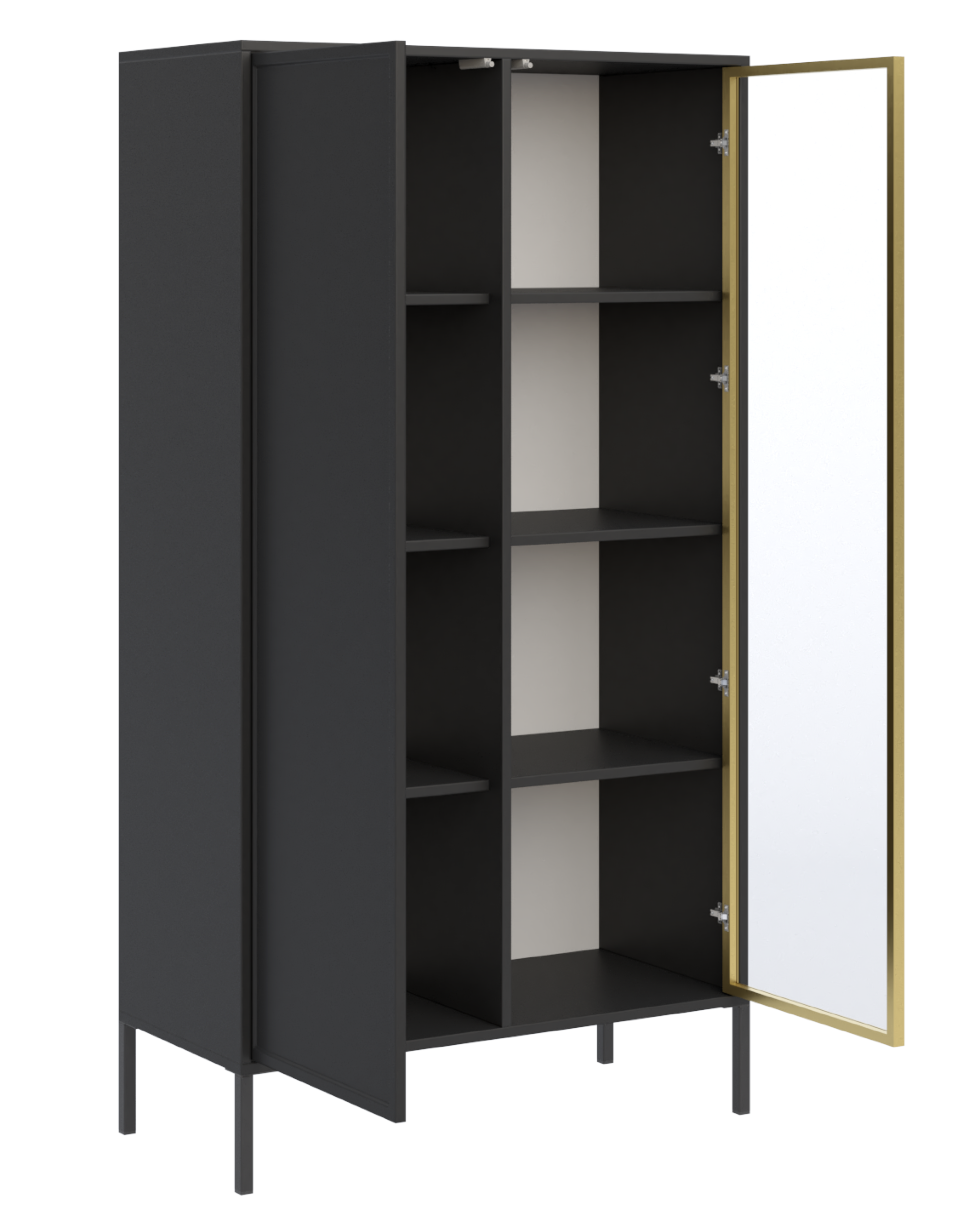 Zweiflügeliger Velveto-Schrank mit Glastür, 90 cm, schwarz