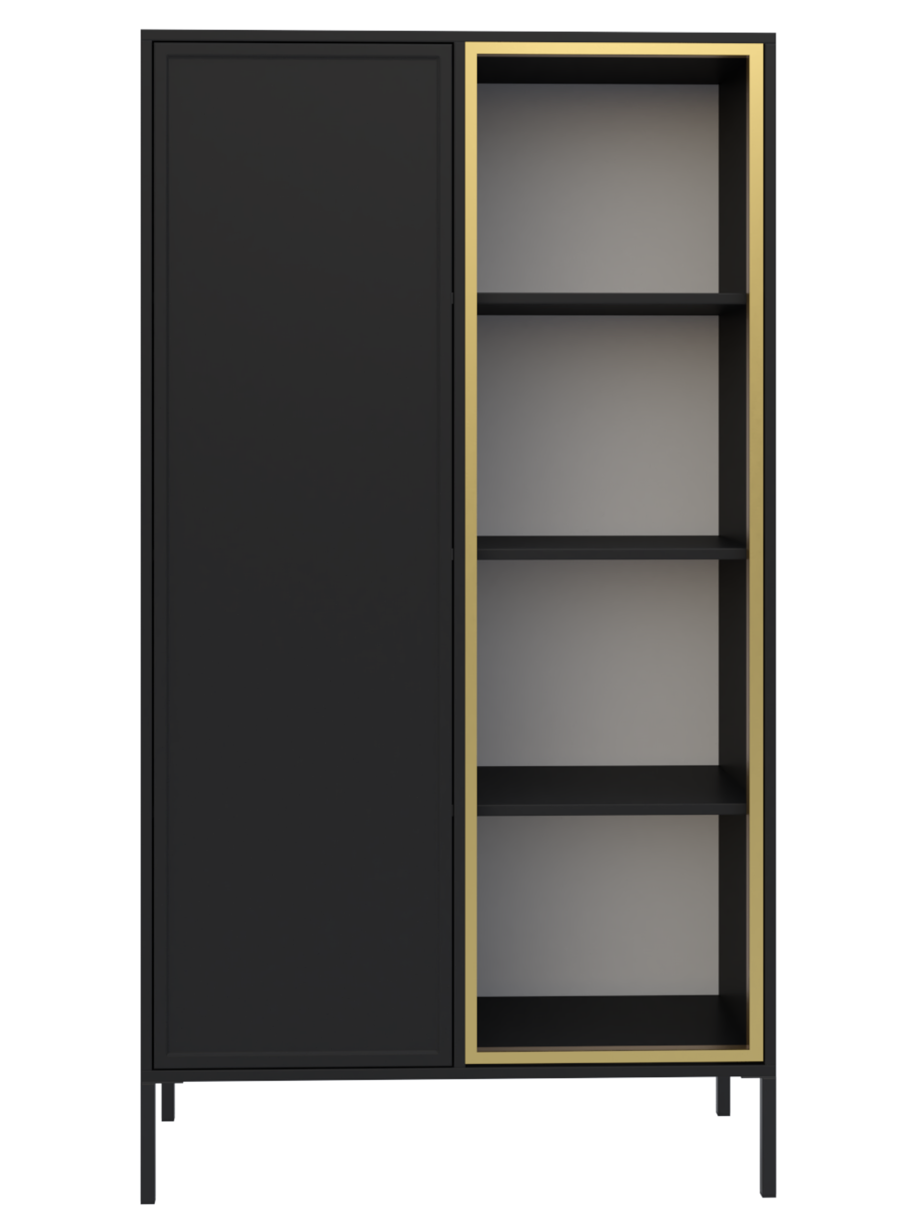 Zweiflügeliger Velveto-Schrank mit Glastür, 90 cm, schwarz