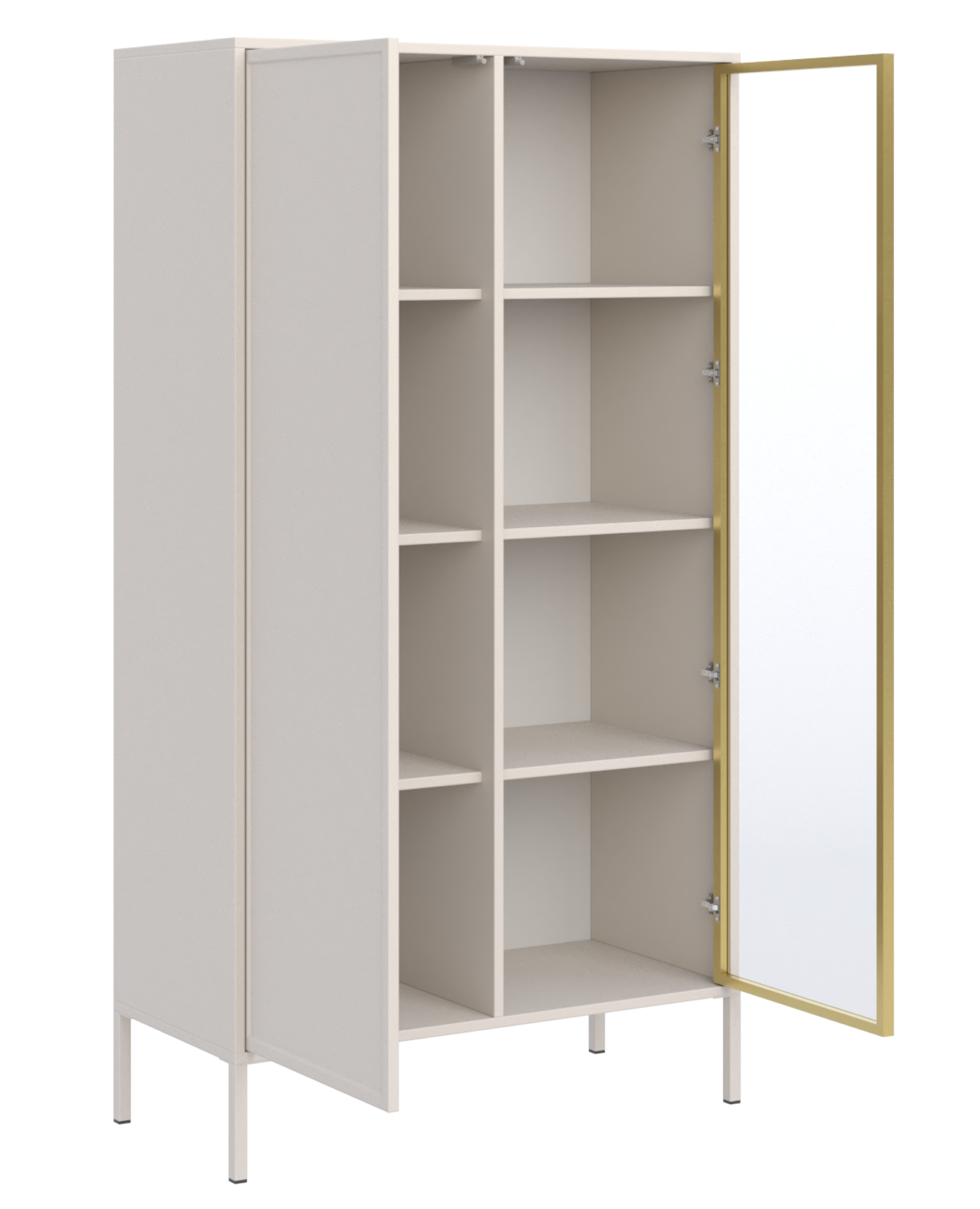Zweiflügeliger Velveto-Schrank mit 90 cm Glasfront in Kaschmir