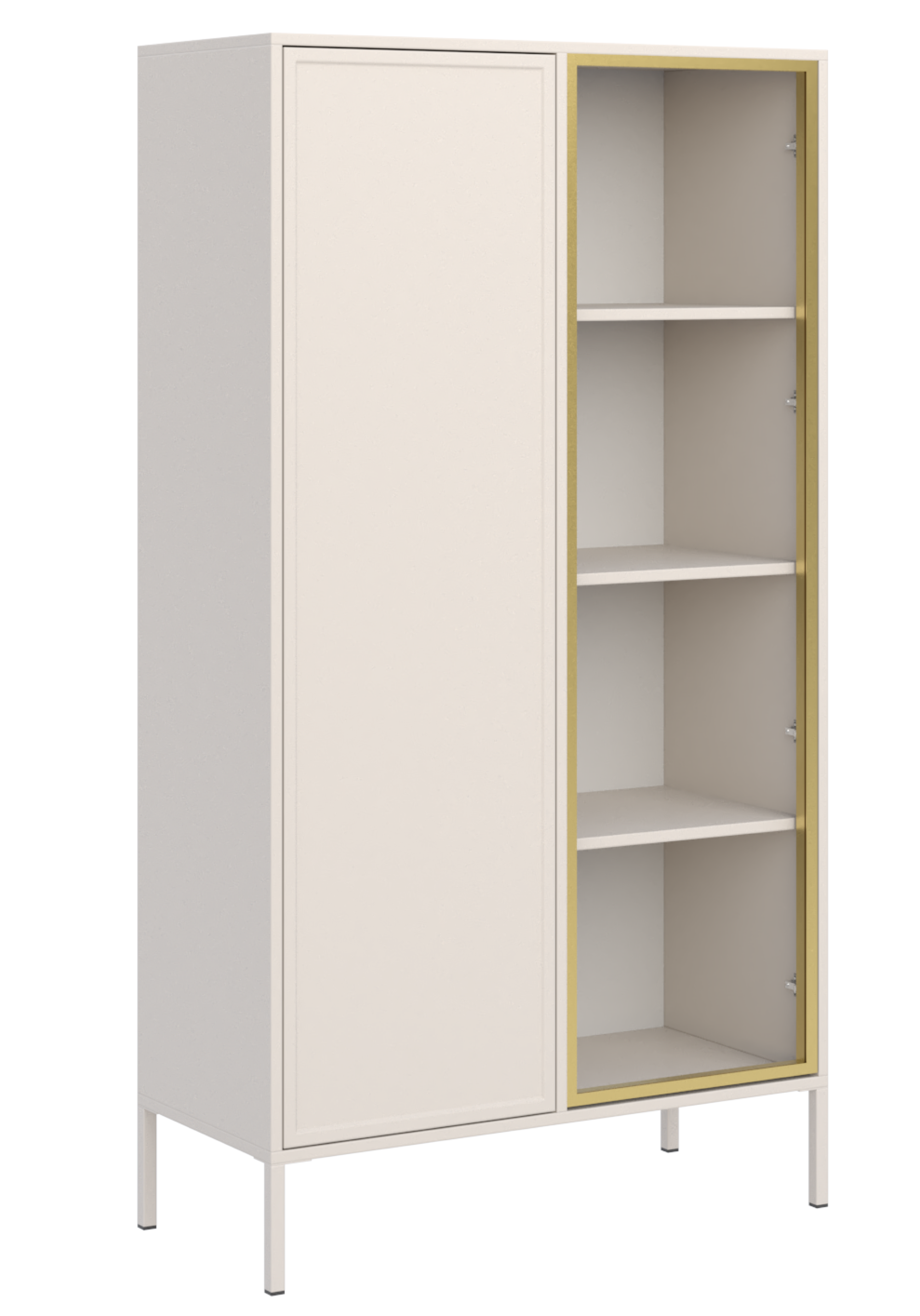 Zweiflügeliger Velveto-Schrank mit 90 cm Glasfront in Kaschmir