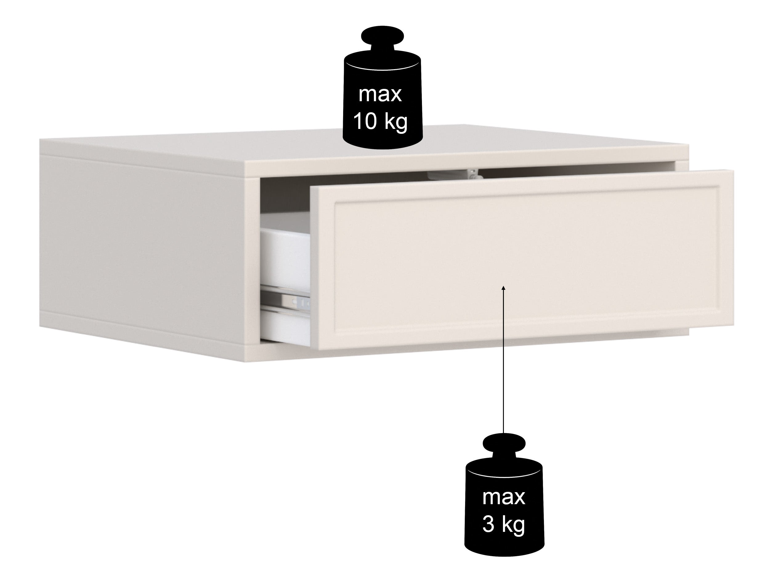 Hängender Nachttisch Velveto mit Schublade 50 cm Kaschmir