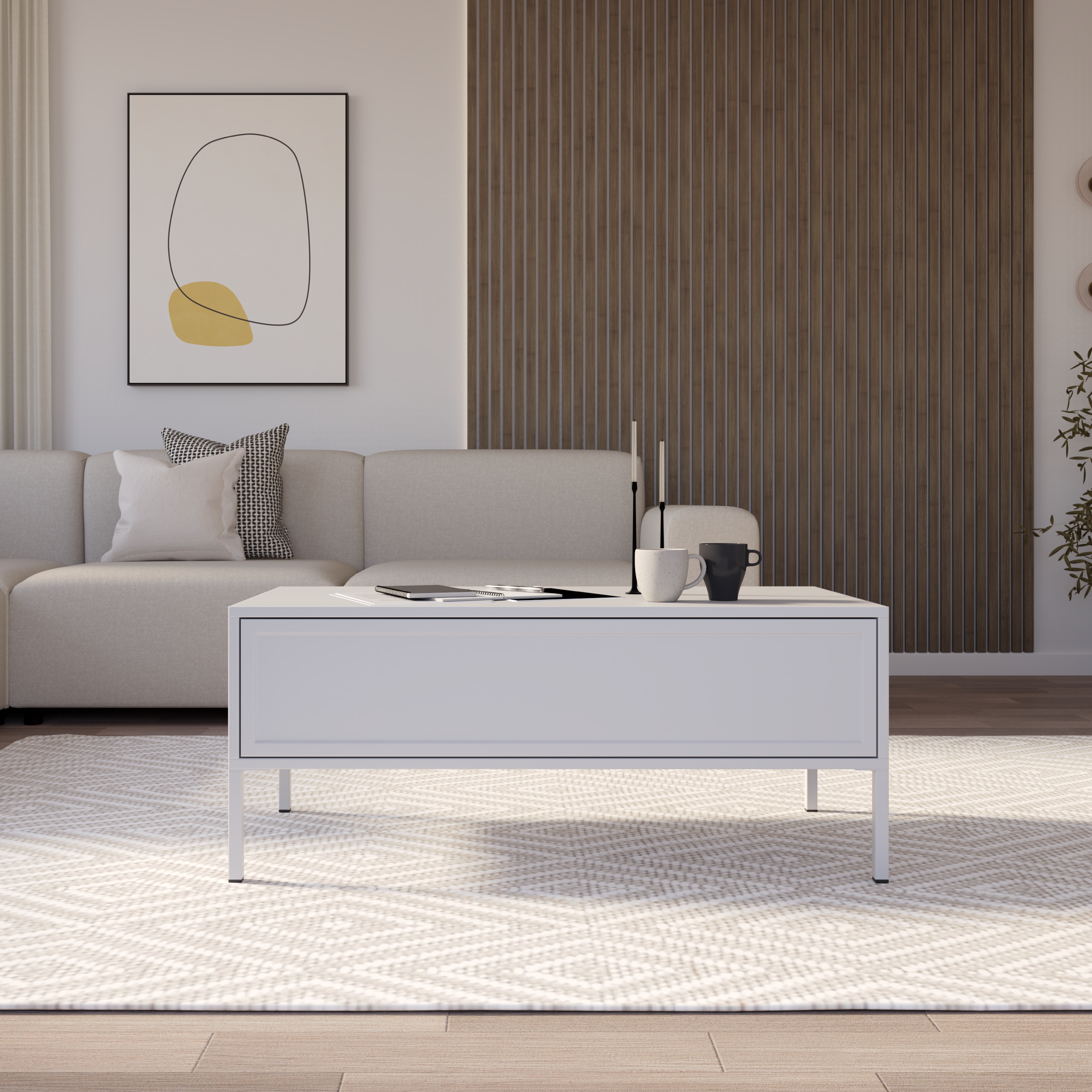 Velveto Couchtisch mit Schublade 100x50 cm weiß