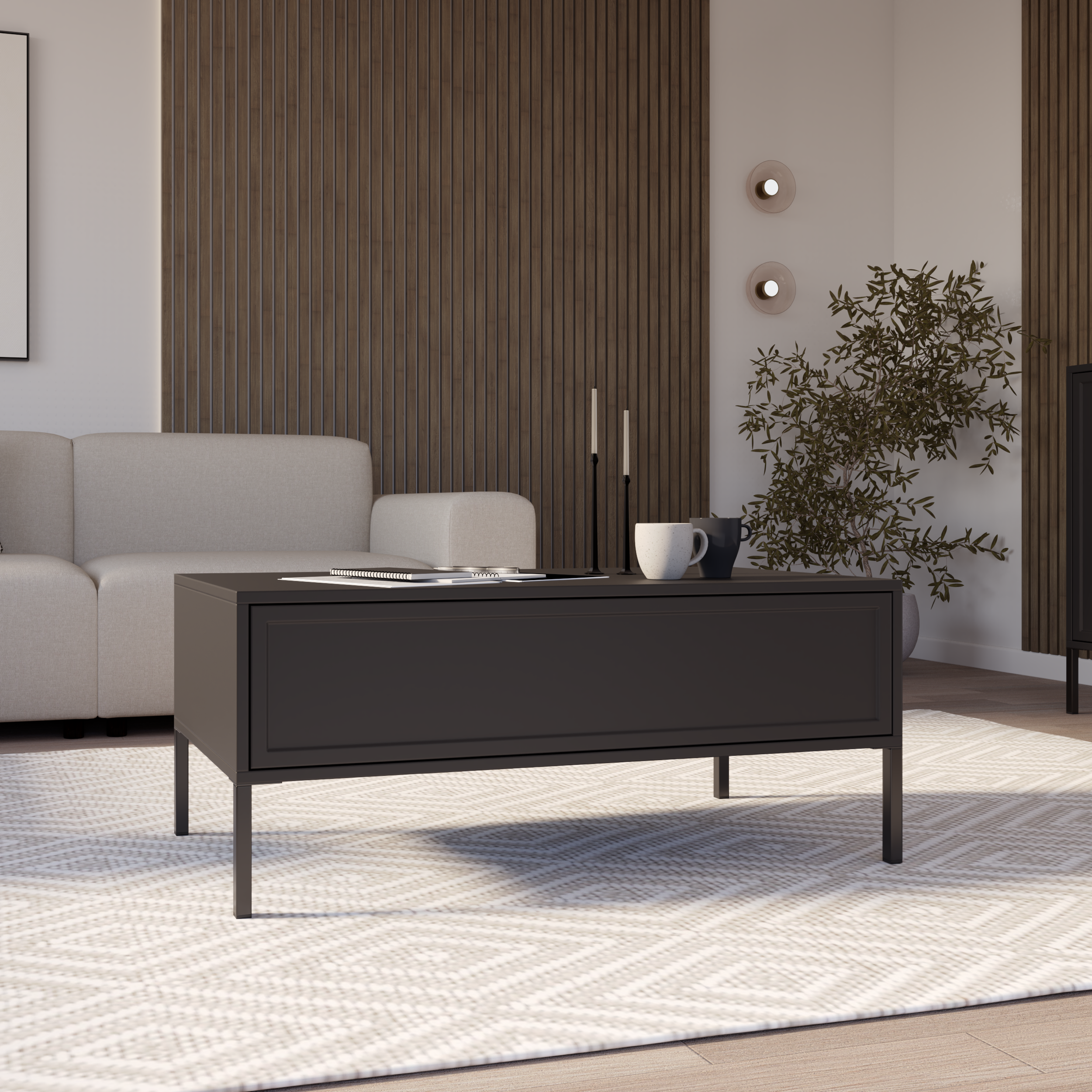 Velveto Couchtisch mit Schublade 100x50 cm schwarz