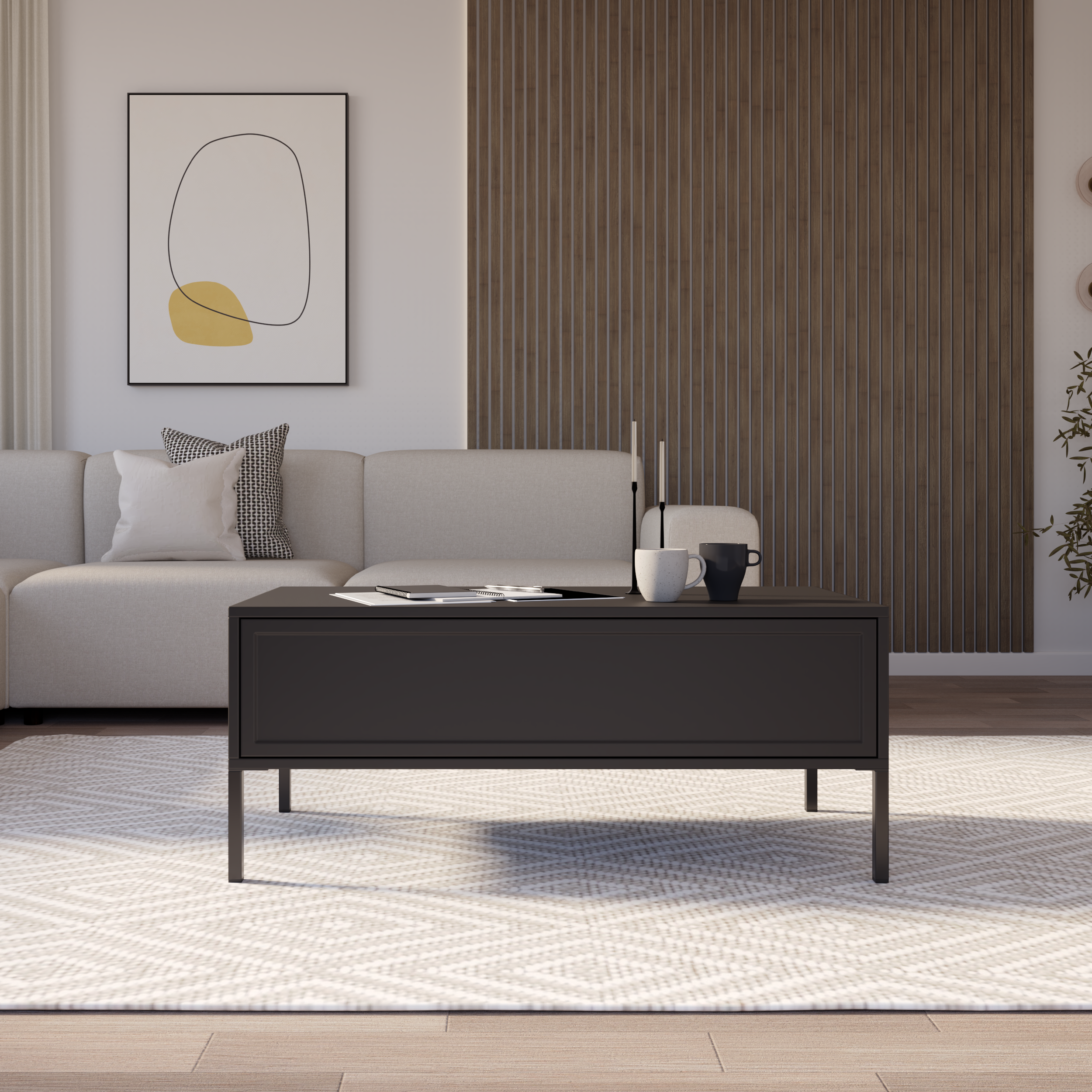 Velveto Couchtisch mit Schublade 100x50 cm schwarz