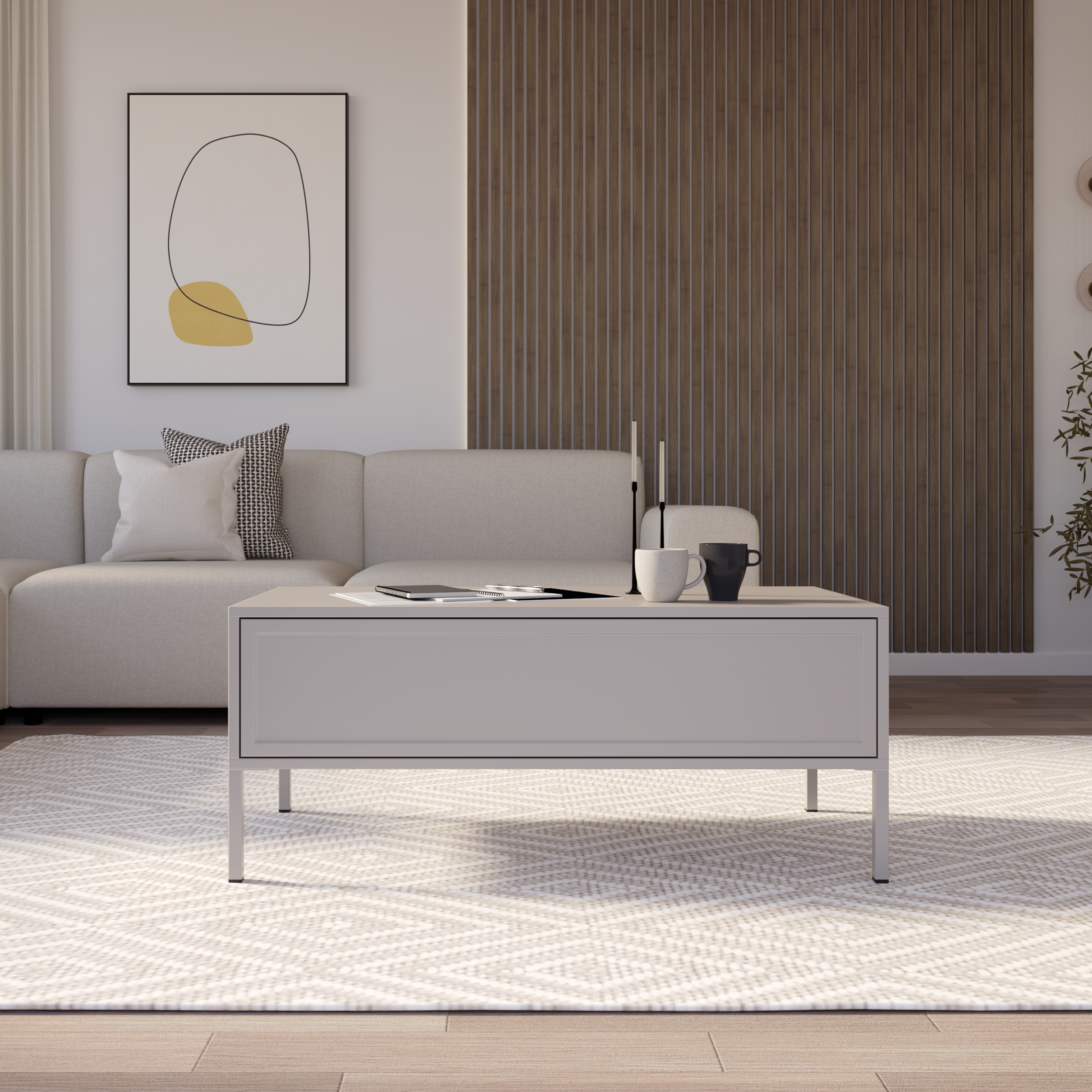 Velveto Couchtisch mit Schublade 100x50 cm Kaschmir