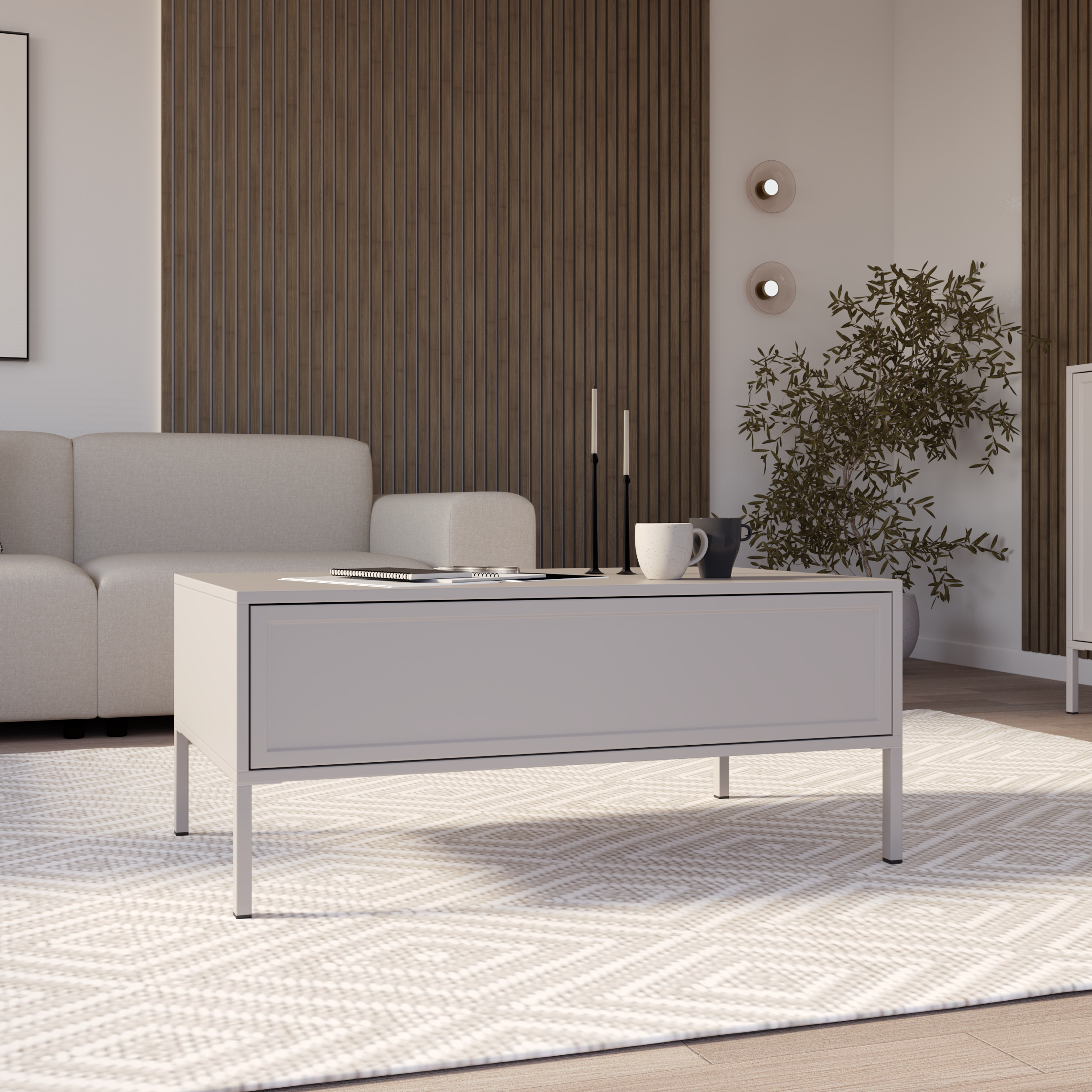 Velveto Couchtisch mit Schublade 100x50 cm Kaschmir