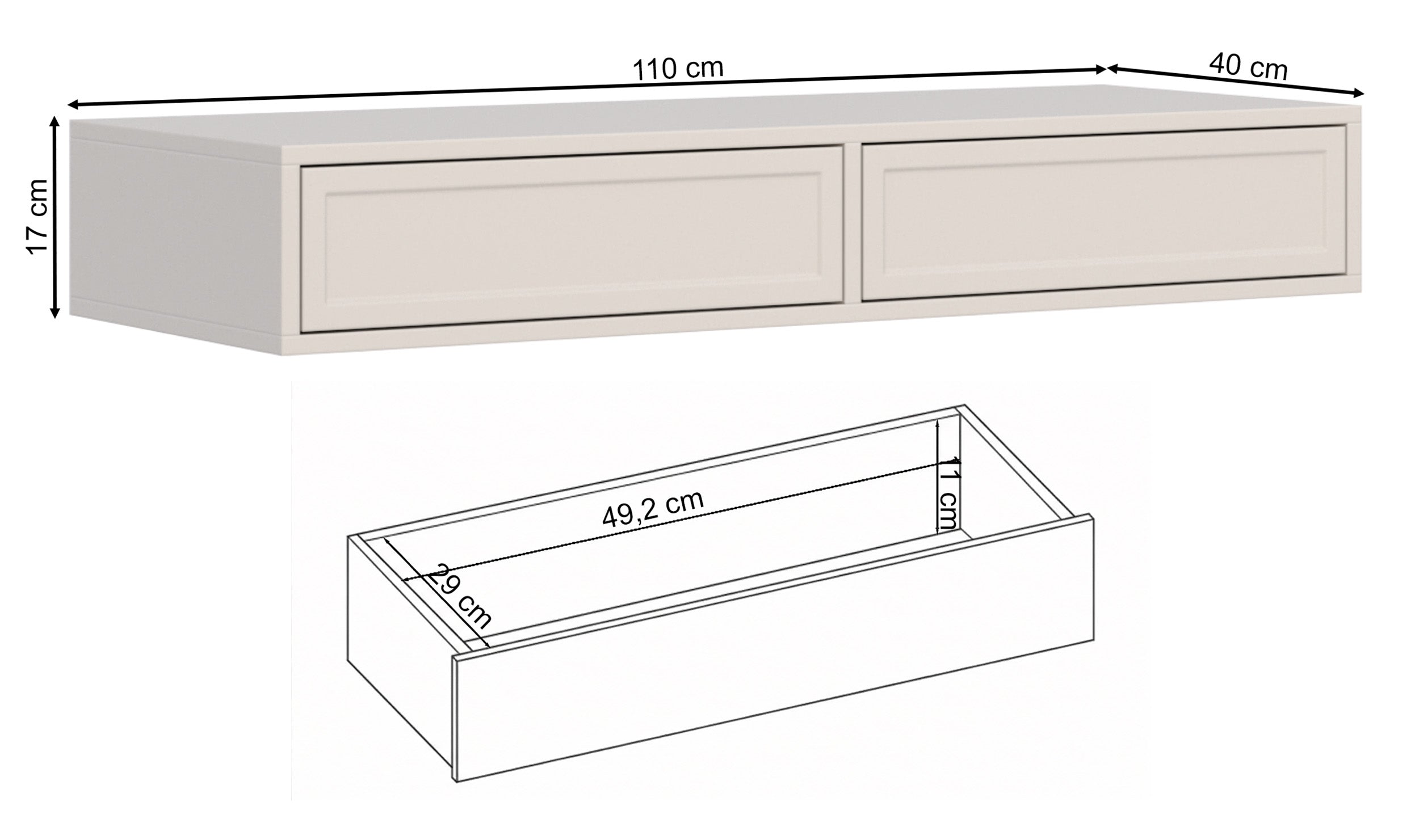 Toilettentisch Velveto mit zwei Schubladen 110 cm schwarz
