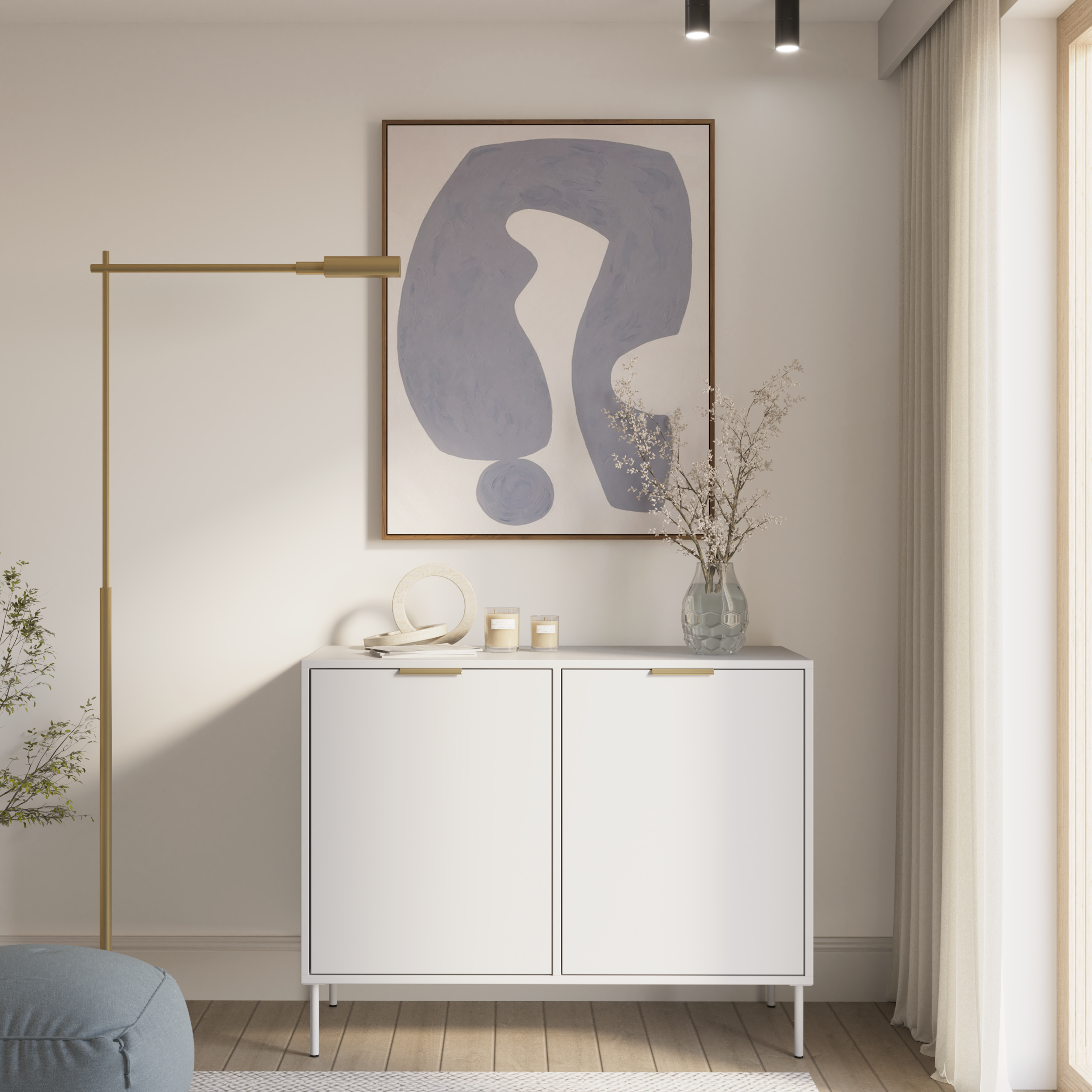 Zweittürige Kommode Vena 100 cm weiß