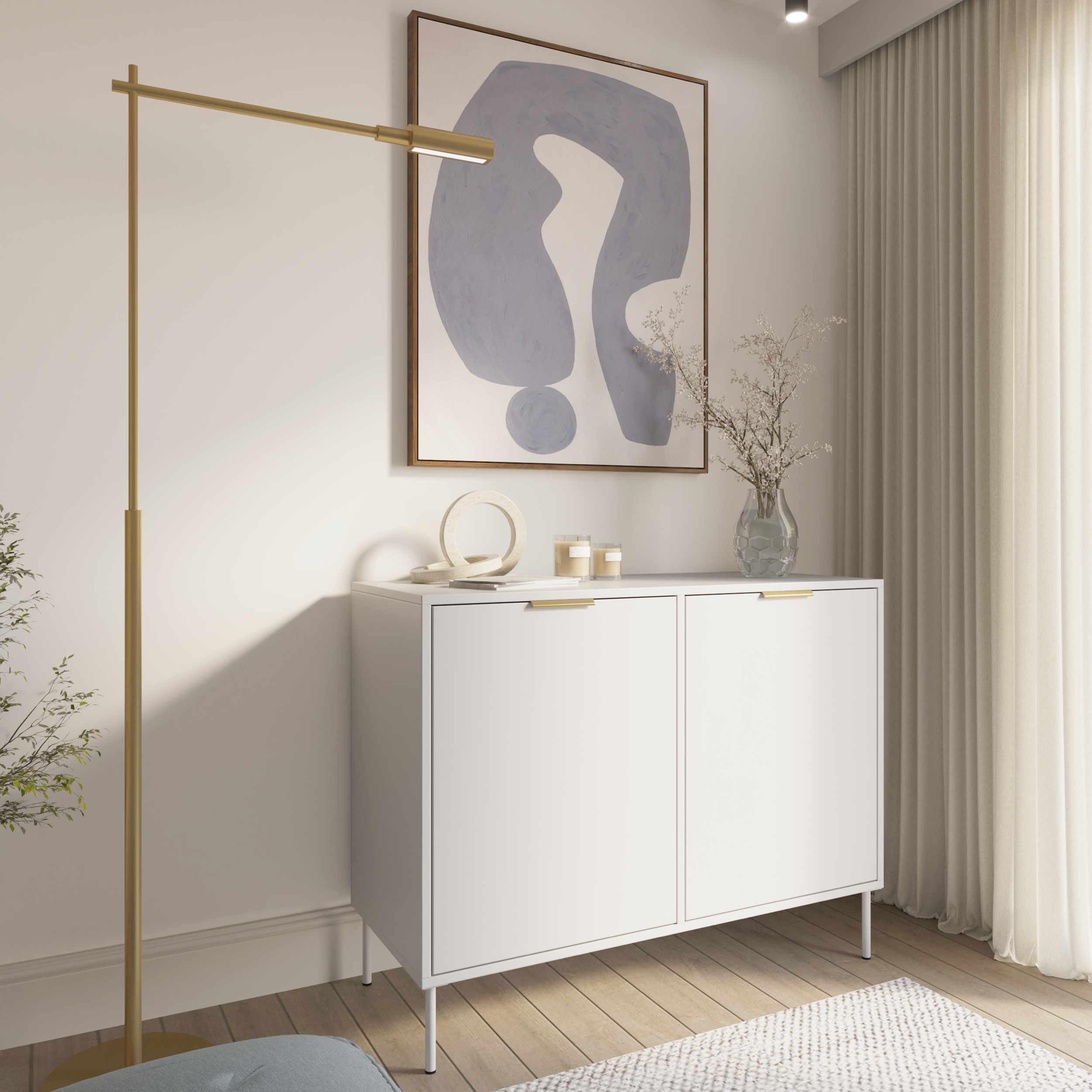 Zweittürige Kommode Vena 100 cm weiß