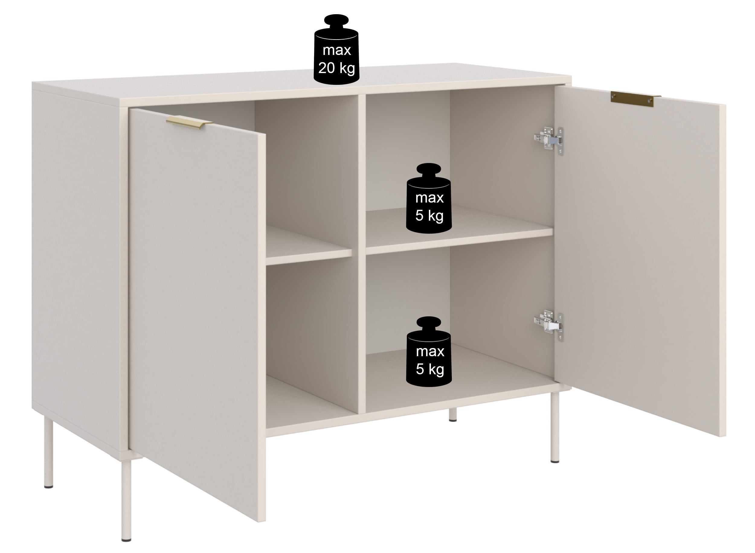Zweitrüriger Vena-Kommode 100 cm Kaschmir