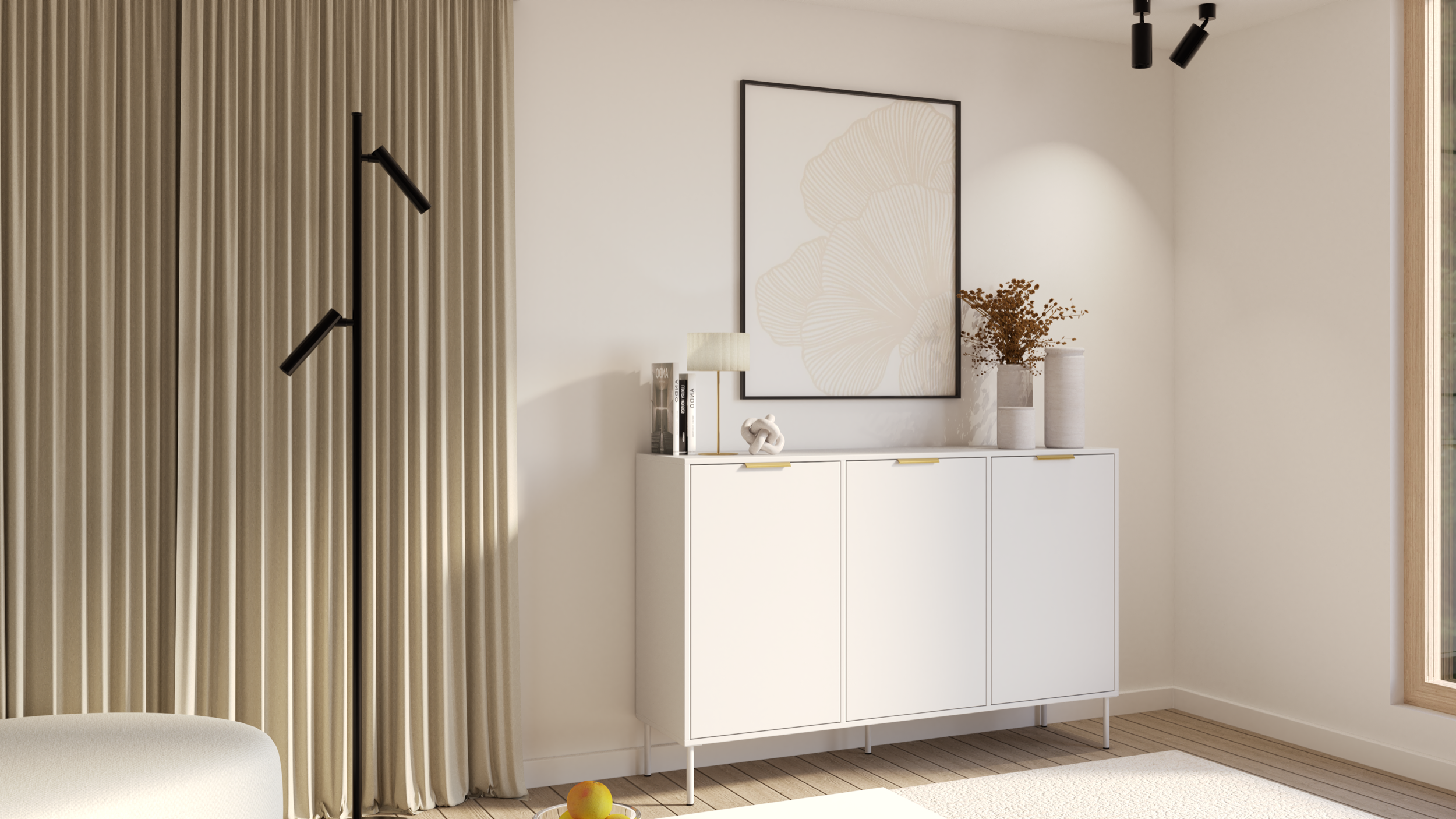 Drehtür-Kommode Vena 150 cm Weiß