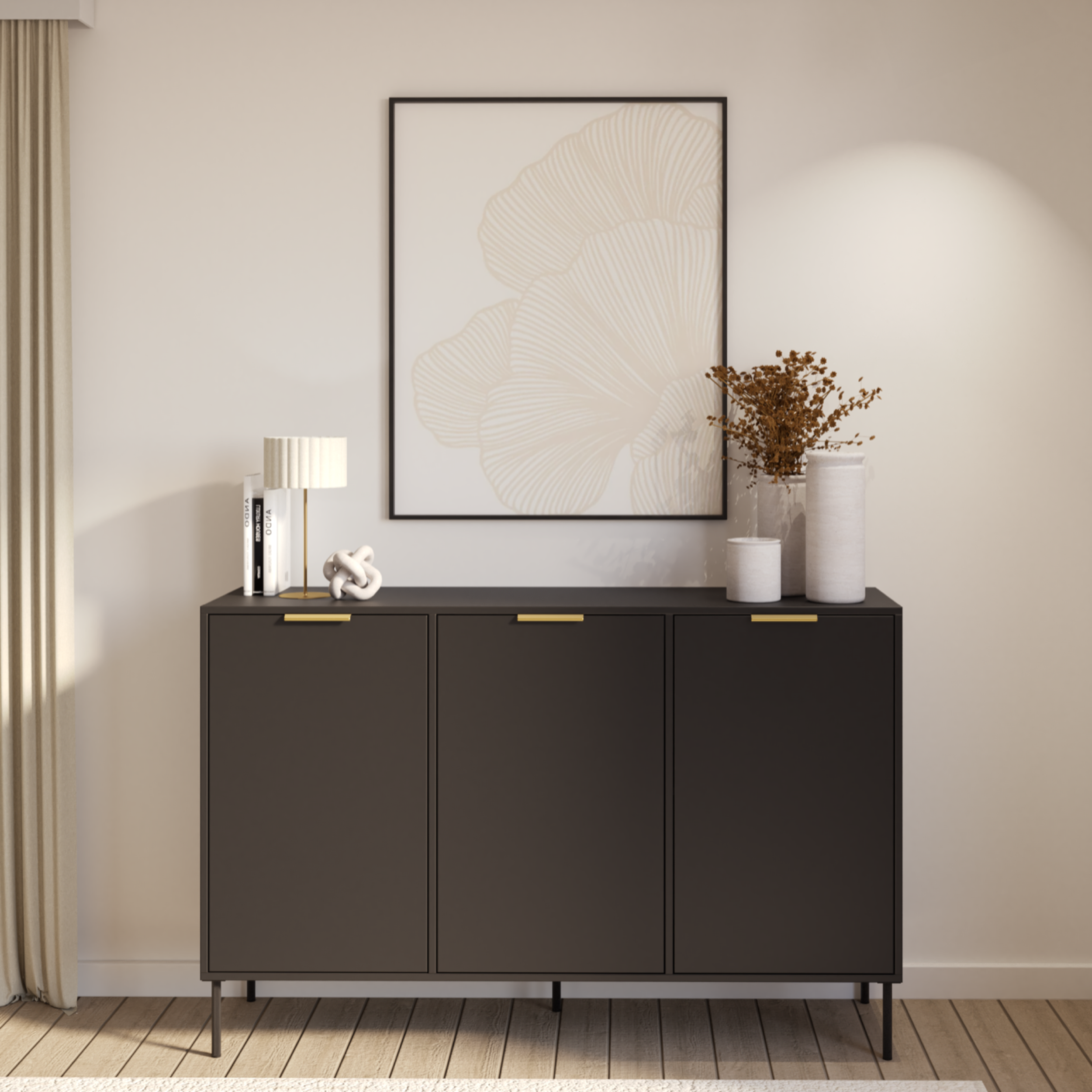 Drehtürenschrank Vena 150 cm Schwarz