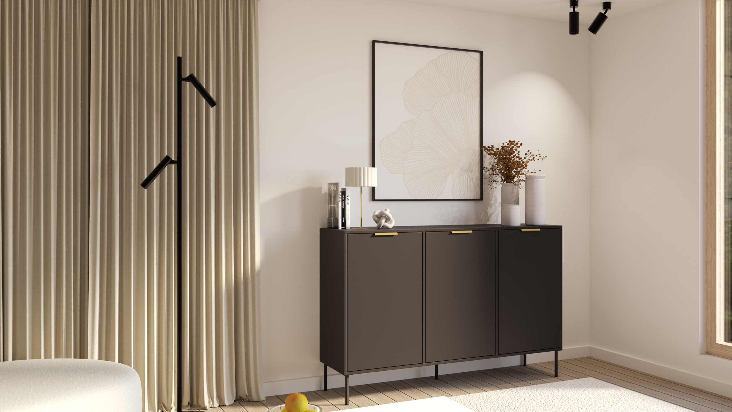 Drehtürenschrank Vena 150 cm Schwarz