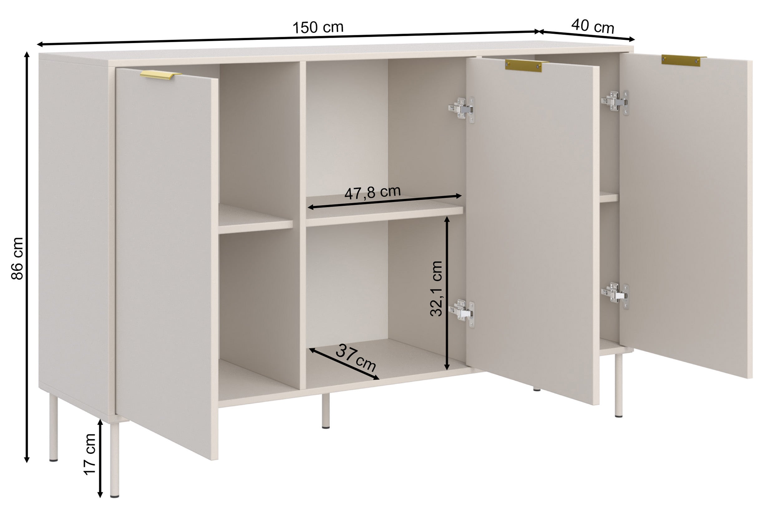 Drehtürenschrank Vena 150 cm Kaschmir