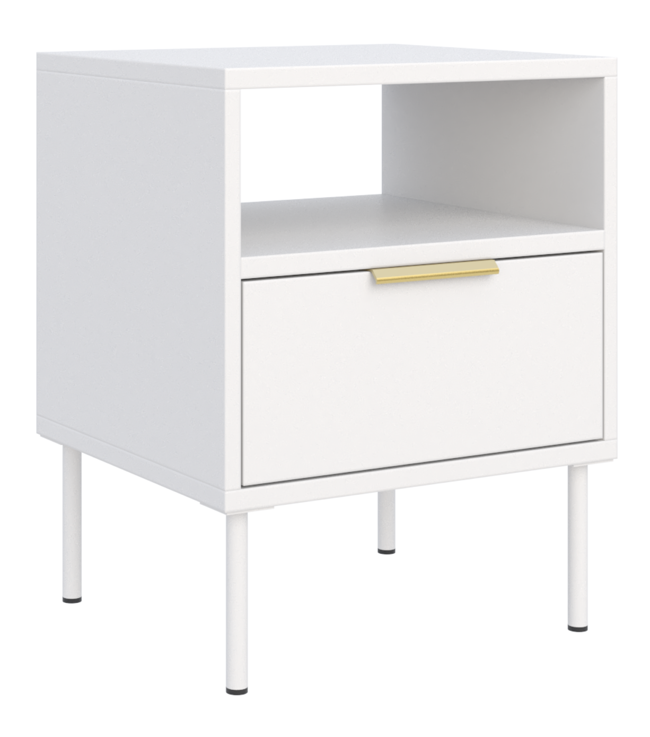 Nachttisch Vena mit Schublade und Fach, 45 cm, weiß