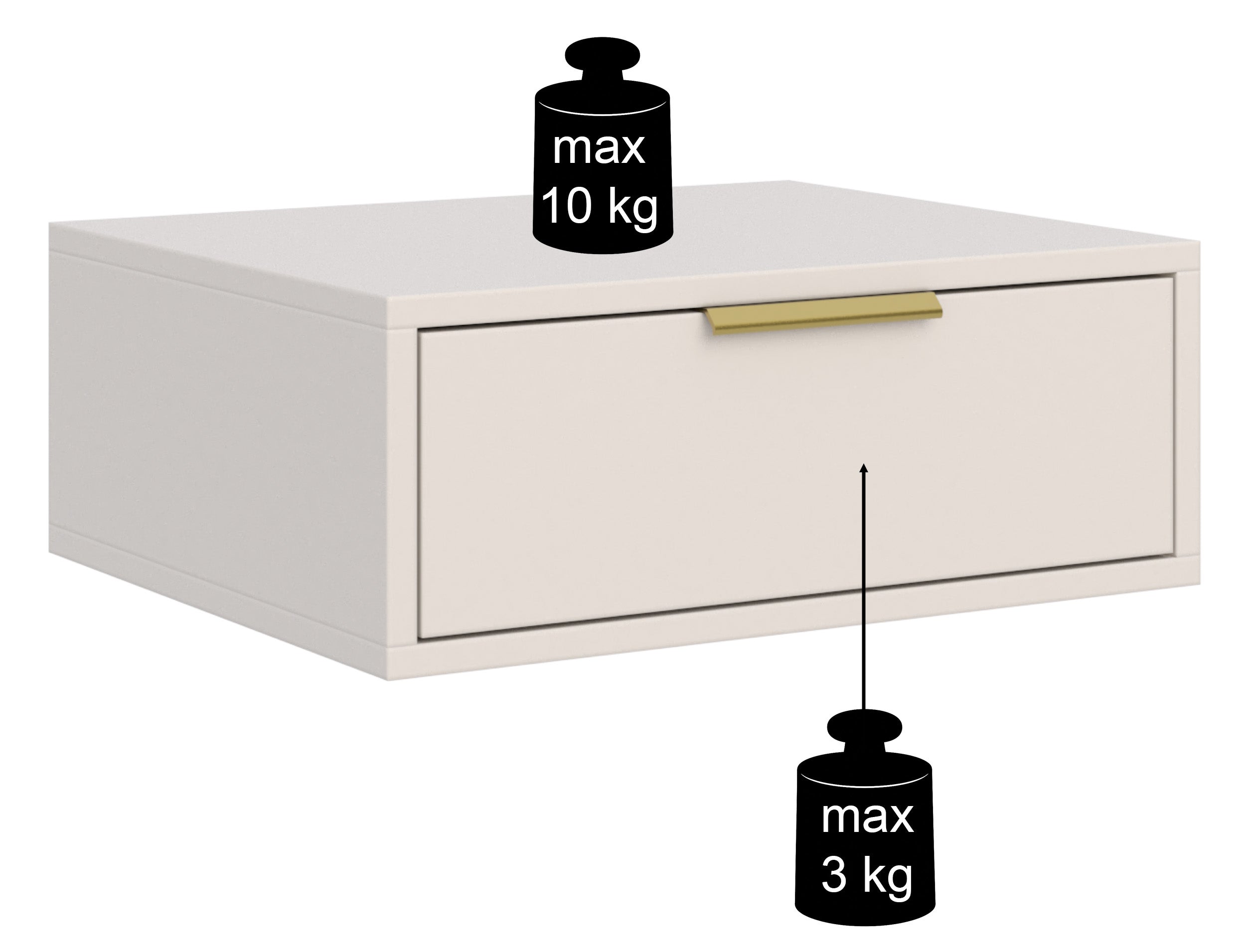 Hängender Nachttisch Vena mit Schublade 50 cm schwarz