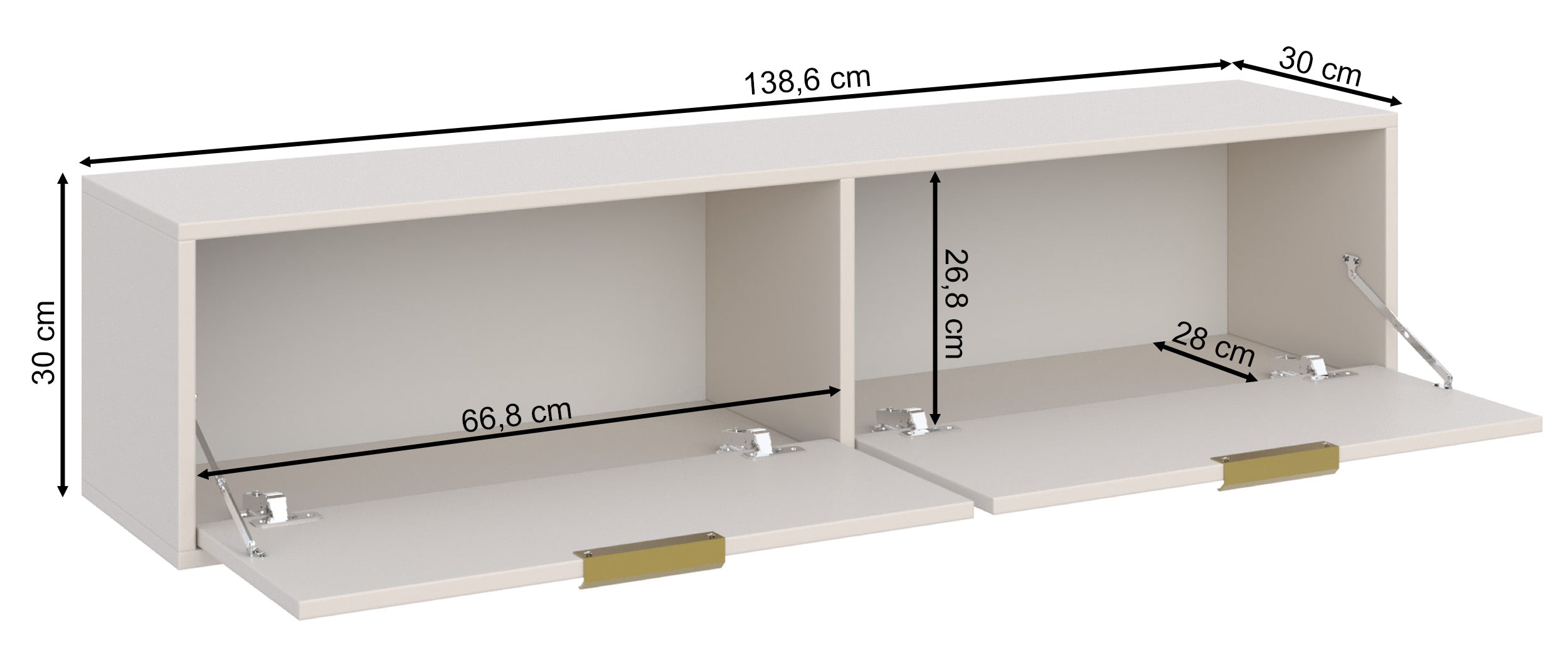 Hängender TV-Schrank Vena mit zwei Klappen, 140 cm, schwarz