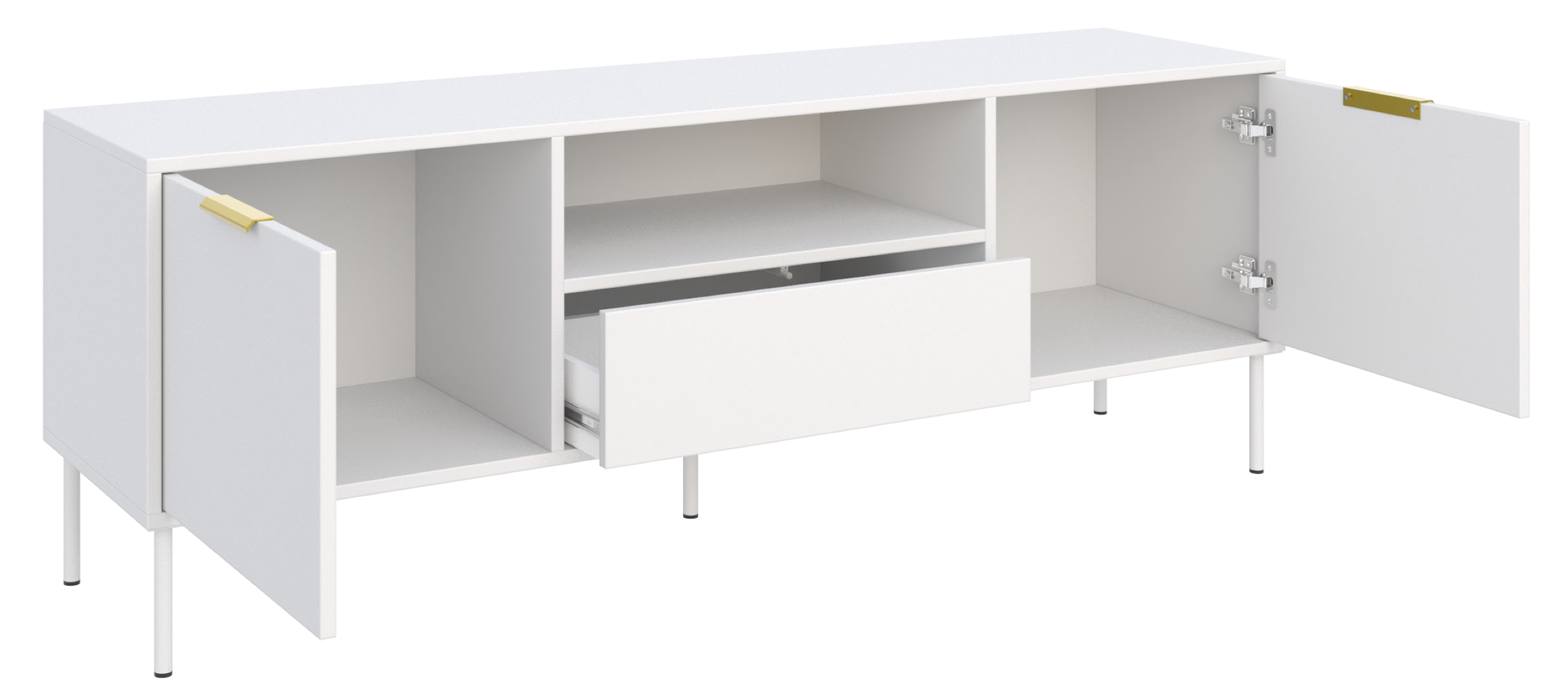 TV-Schrank Vena, zweiflügelig mit Schublade und Fach, 160 cm, weiß