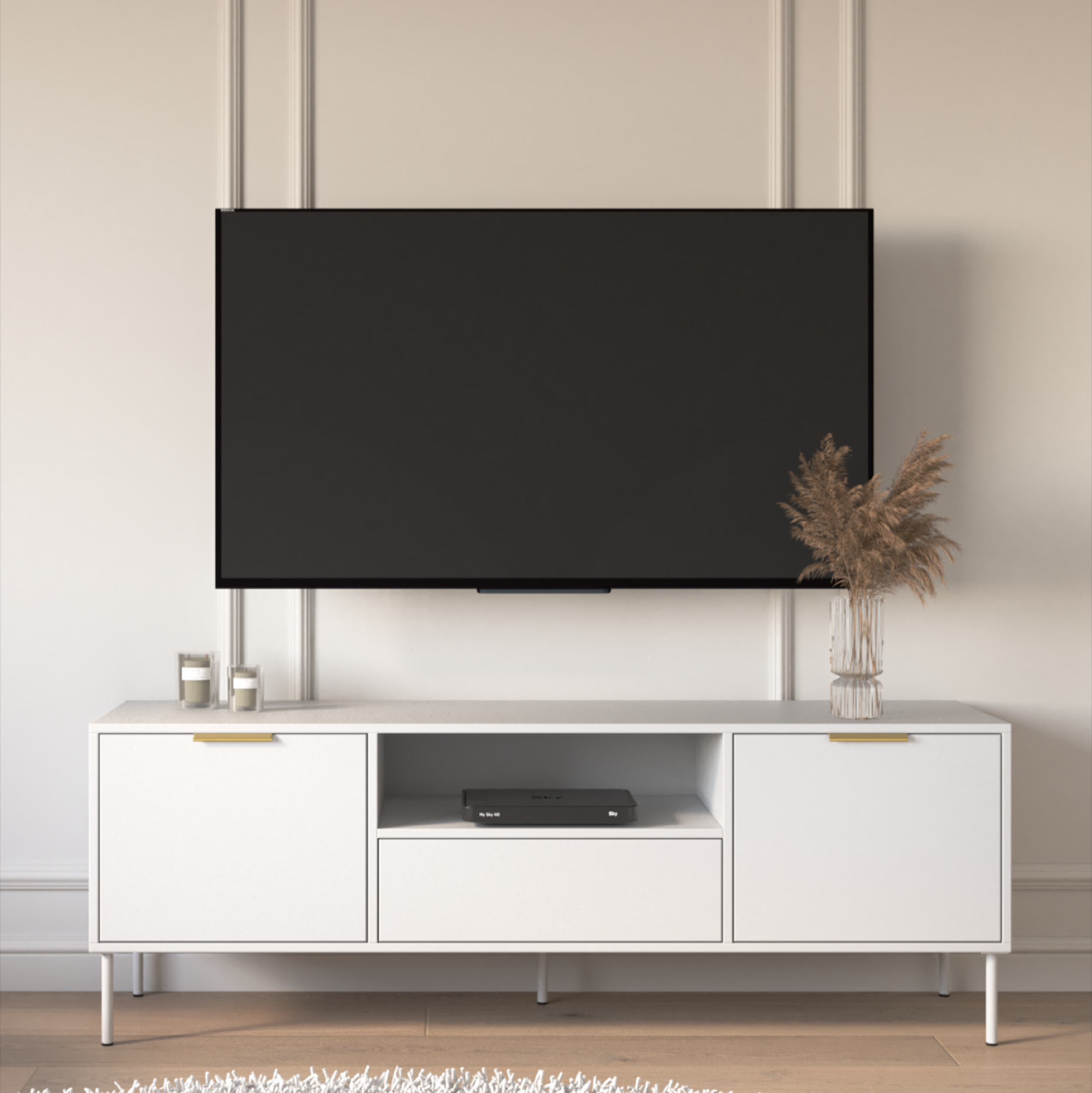 TV-Schrank Vena, zweiflügelig mit Schublade und Fach, 160 cm, weiß