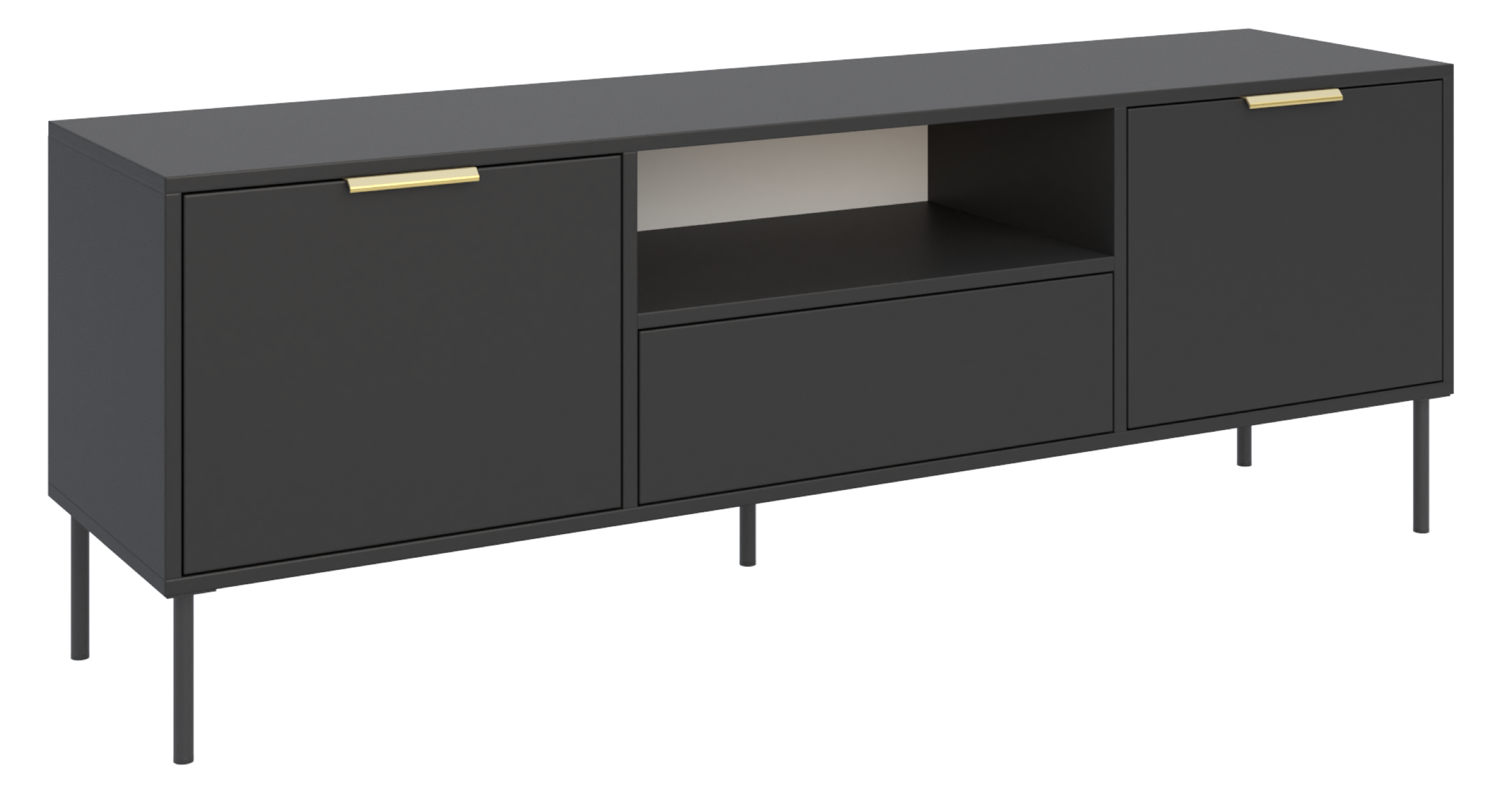 TV-Schrank Vena, zweitürig mit Schublade und Fach, 160 cm, schwarz