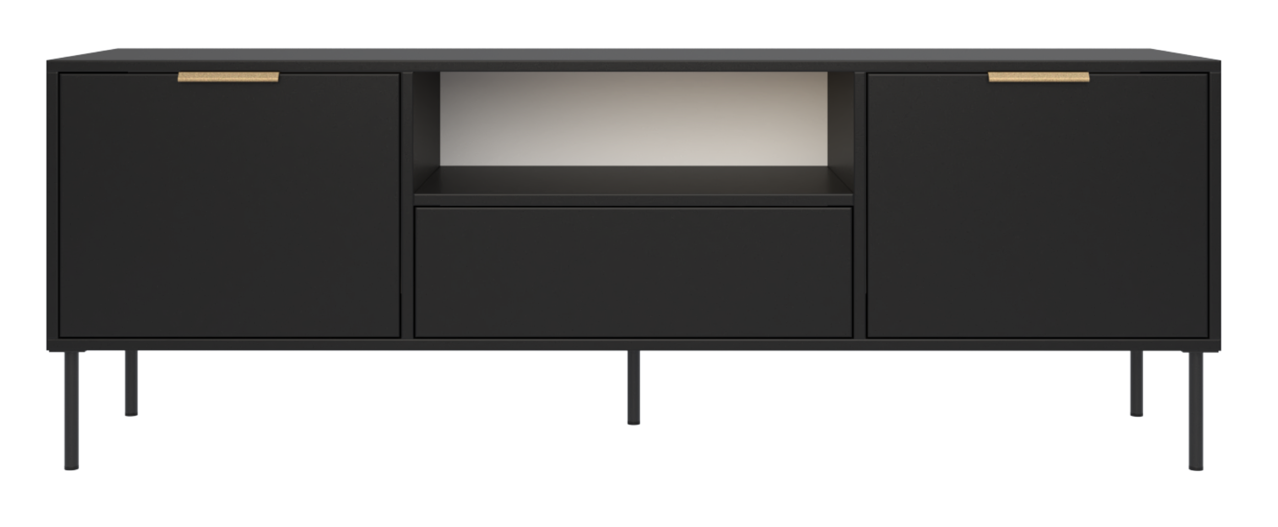 TV-Schrank Vena, zweitürig mit Schublade und Fach, 160 cm, schwarz