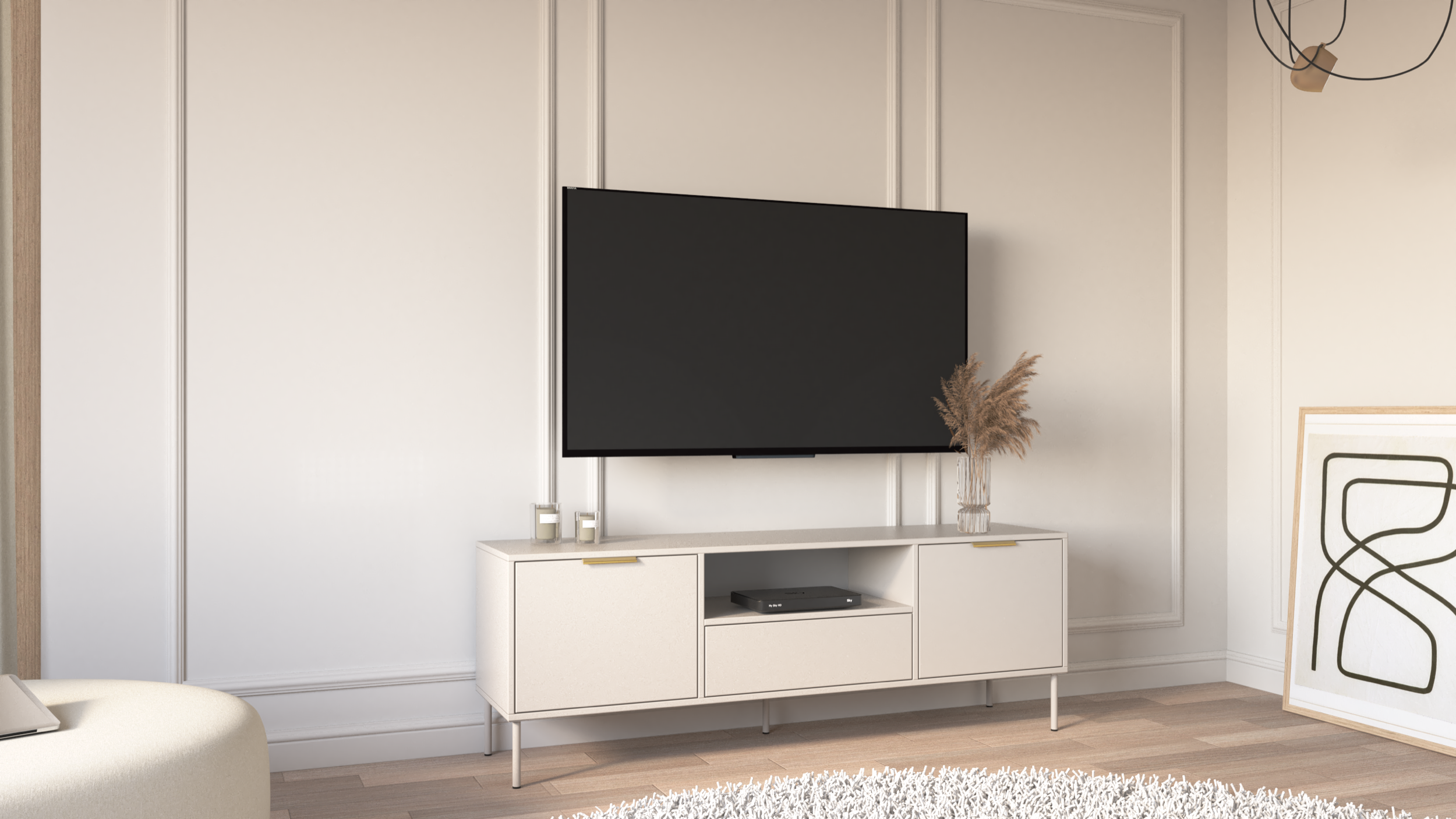TV-Schrank Vena, zweitürig mit Schublade und Nische, 160 cm, Kaschmirfarben