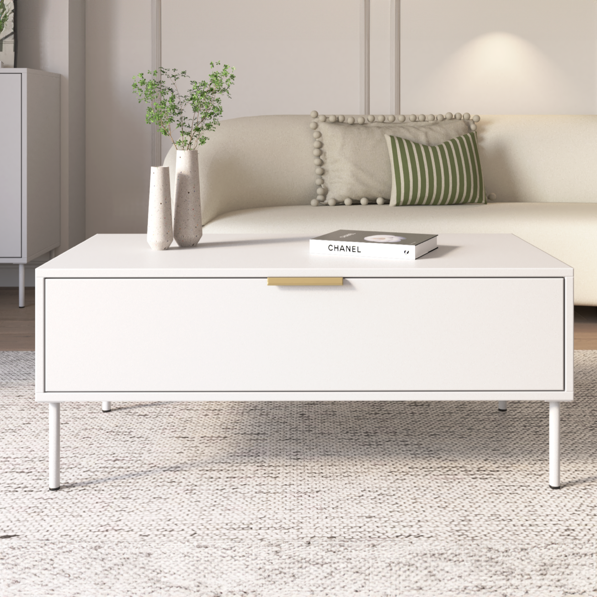 Couchtisch Vena mit Schublade 100x50 cm weiß