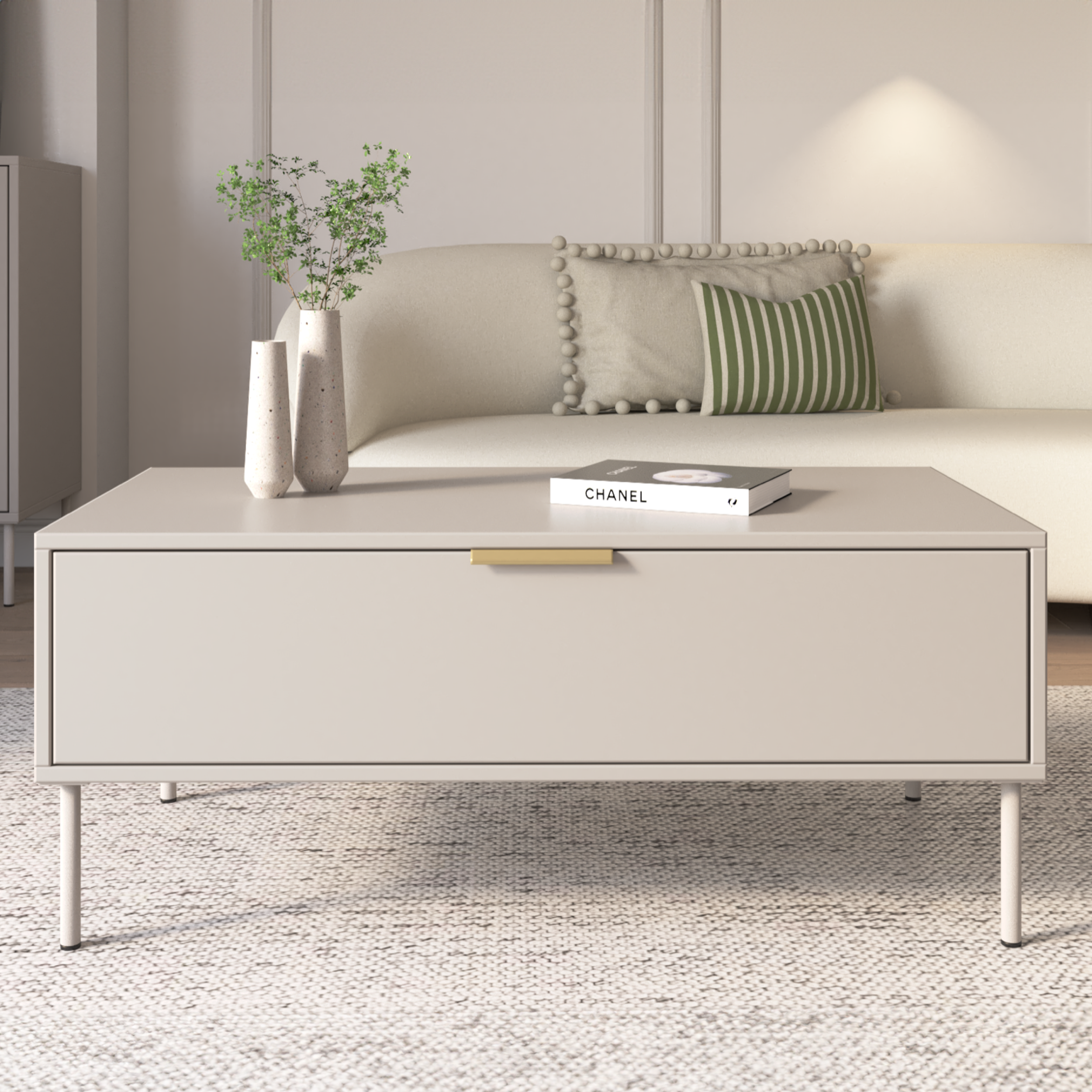 Vena Couchtisch mit Schublade 100x50 cm Kaschmir