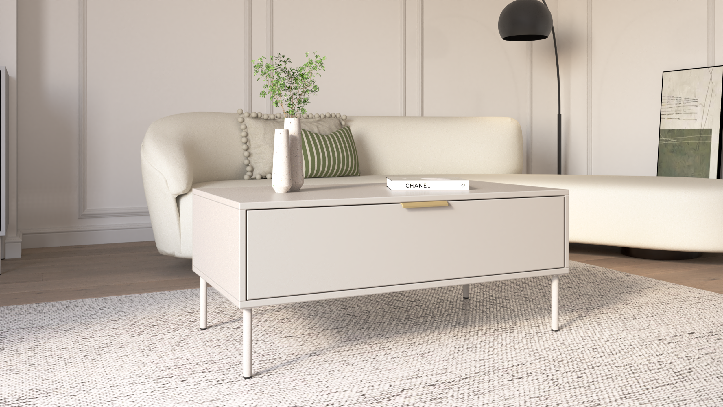 Vena Couchtisch mit Schublade 100x50 cm Kaschmir