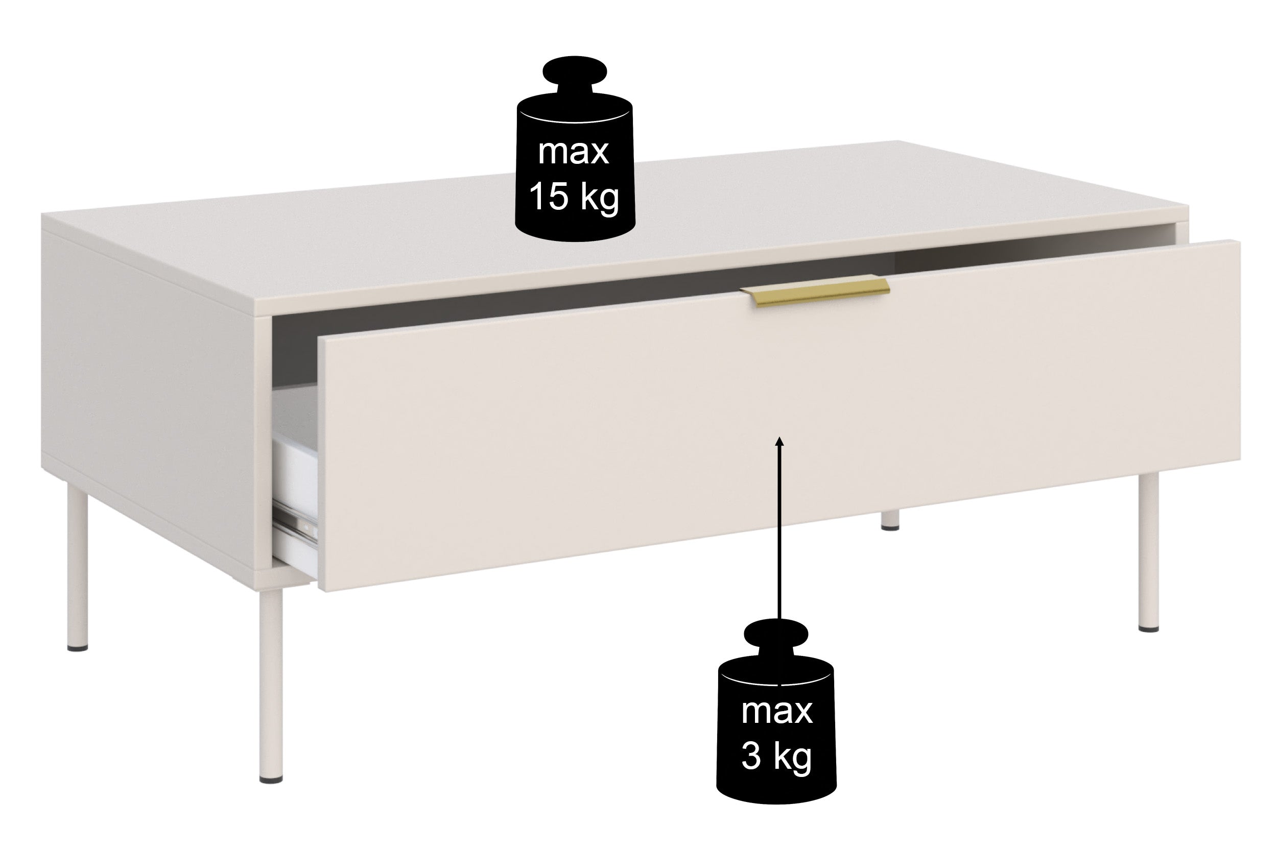 Vena Couchtisch mit Schublade 100x50 cm Kaschmir