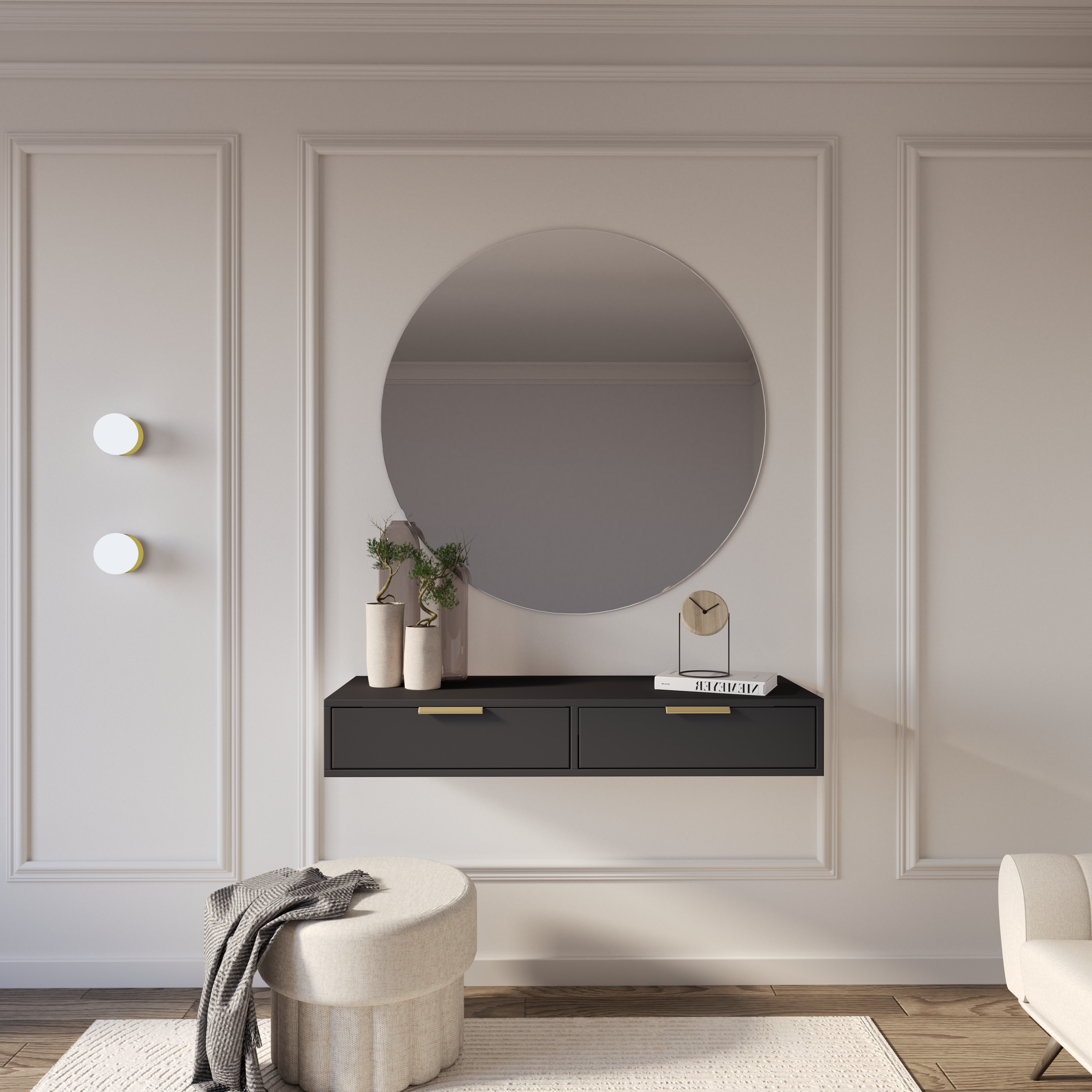 Toilettentisch Vena mit zwei Schubladen 110 cm schwarz