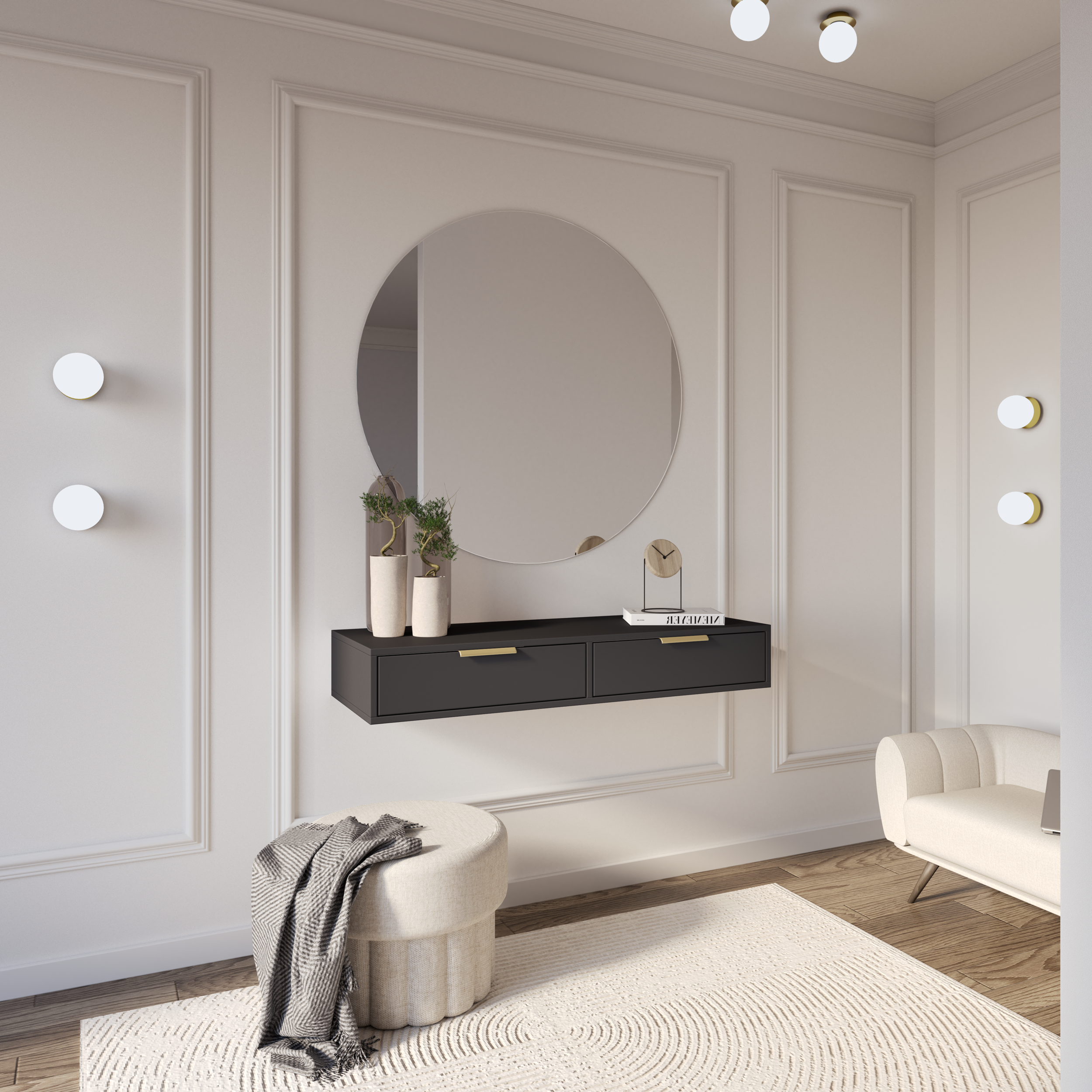 Toilettentisch Vena mit zwei Schubladen 110 cm schwarz